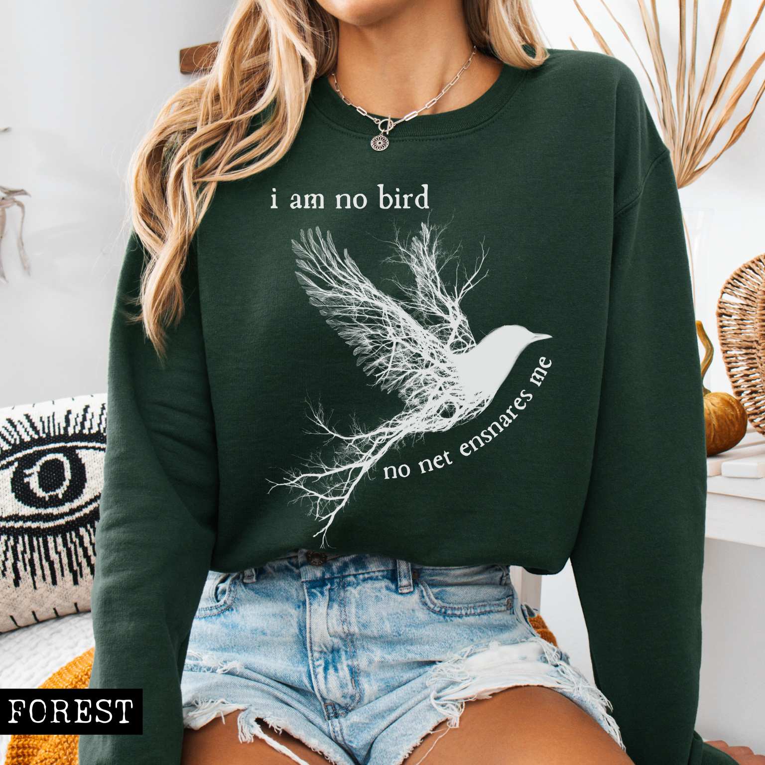 Sweatshirt Forest Green / S I am no Bird Jane Eyre Charlotte Brontë Bookish Sweatshirt The Mystic Eden