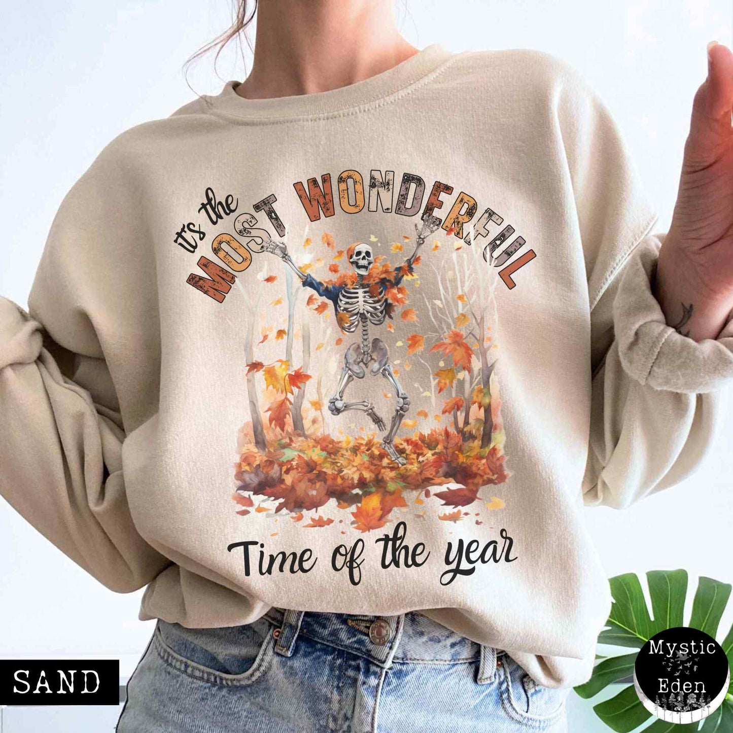 Sweatshirt It's the most wonderful time of the year - Fall Witchy Skeleton Sweatshirt The Mystic Eden