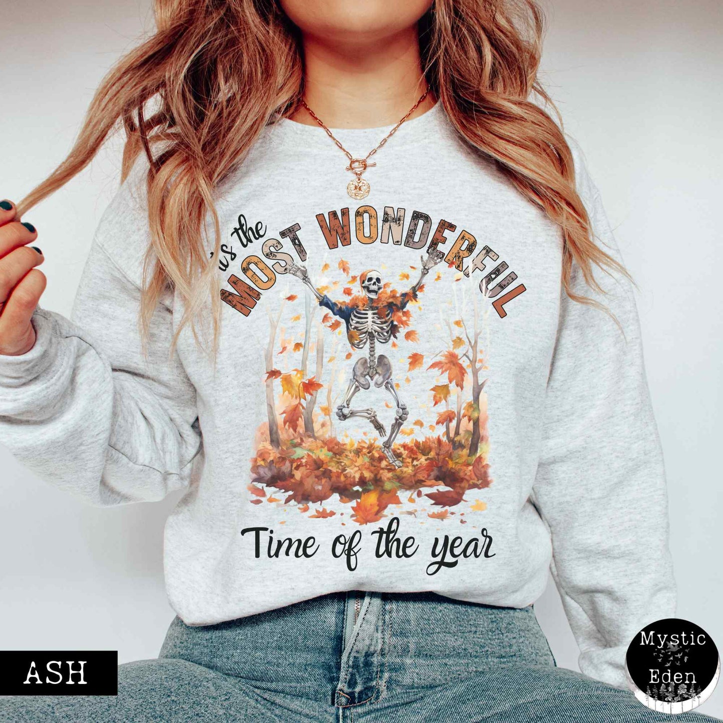 Sweatshirt It's the most wonderful time of the year - Fall Witchy Skeleton Sweatshirt The Mystic Eden