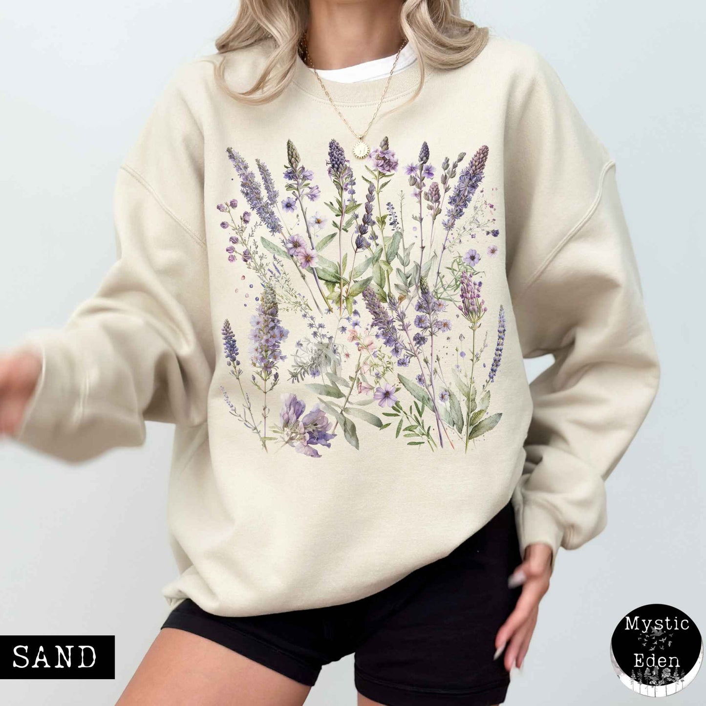 Sweatshirt Lavender Spring Cottagecore Sweatshirt The Mystic Eden