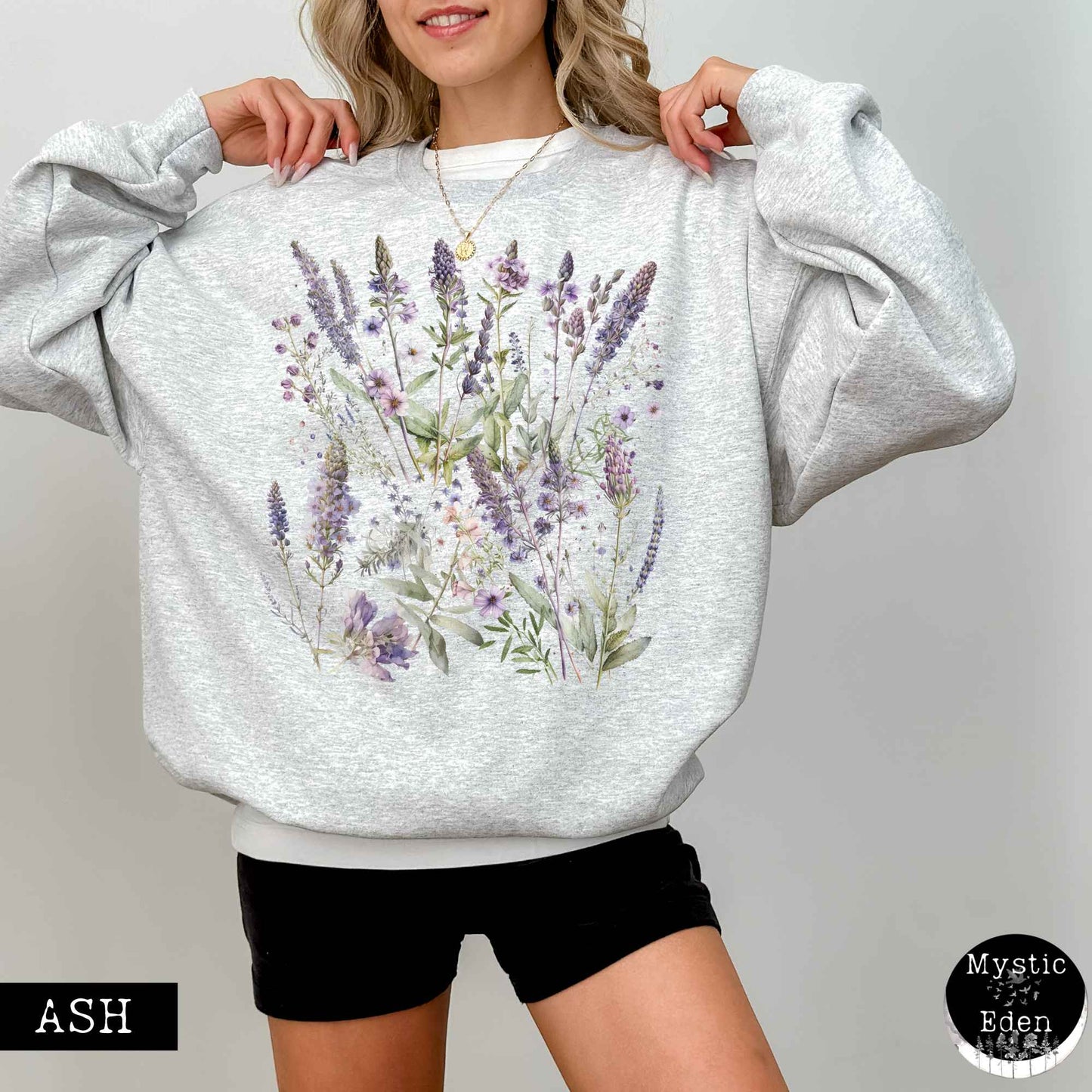 Sweatshirt Lavender Spring Cottagecore Sweatshirt The Mystic Eden