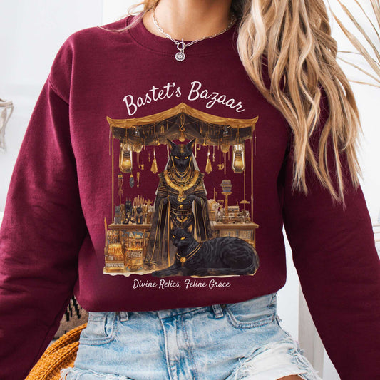 Sweatshirt Maroon / S Bastet's Bazaar Goddess Sweatshirt The Mystic Eden