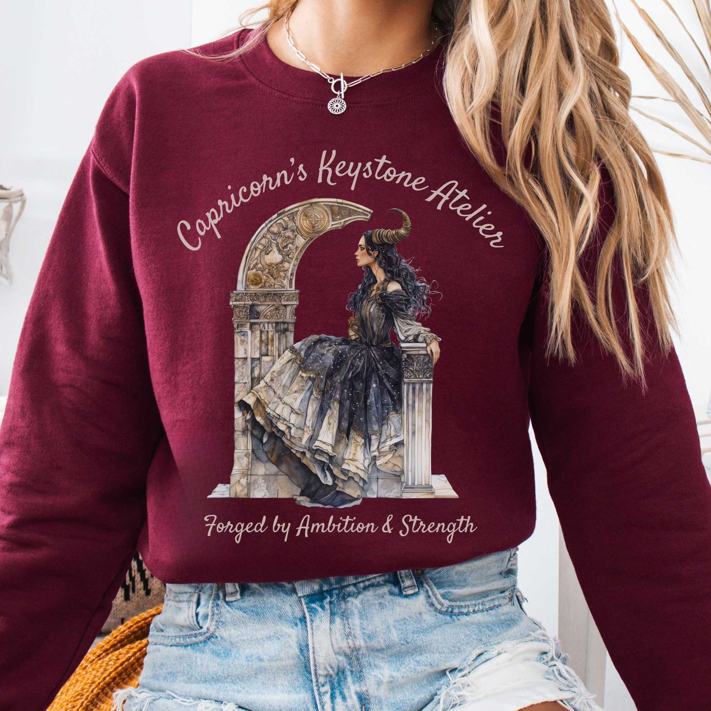 Sweatshirt Maroon / S Capricorn's Keystone Atelier Zodiac Sweatshirt The Mystic Eden