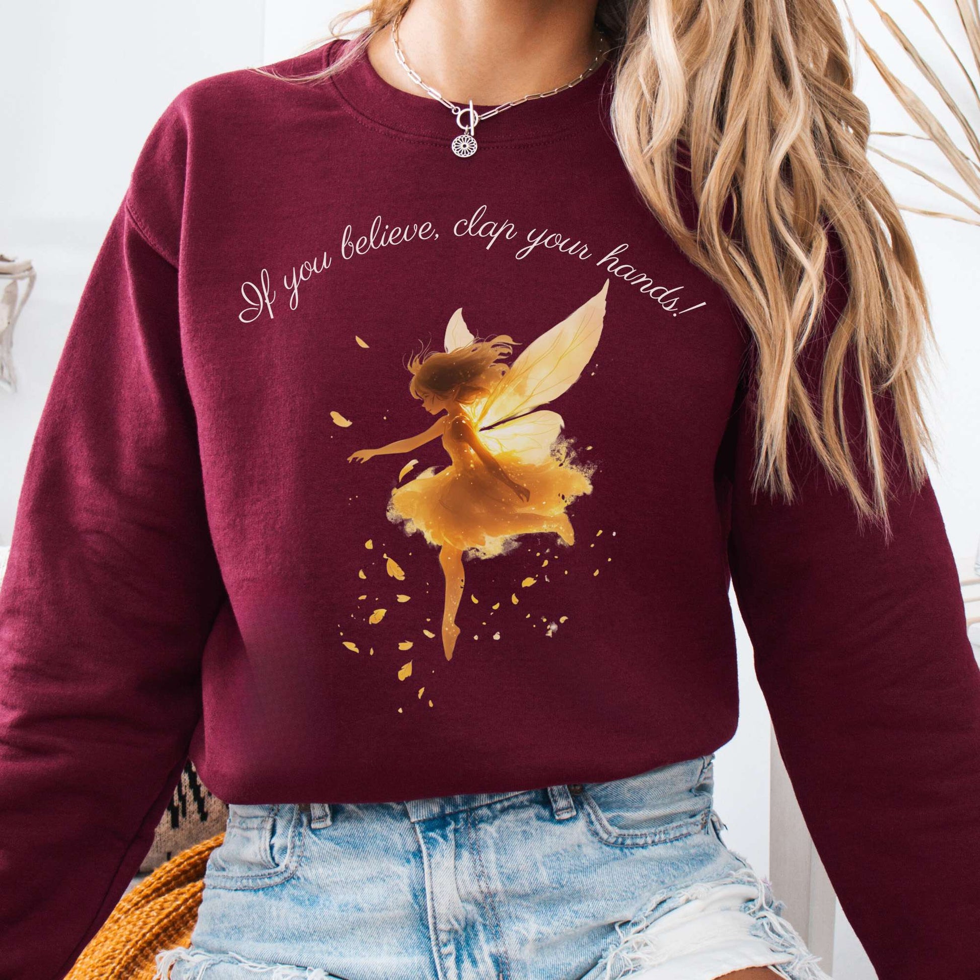 Sweatshirt Maroon / S If You Believe Clap Your Hands! Peter Pan Sweatshirt The Mystic Eden