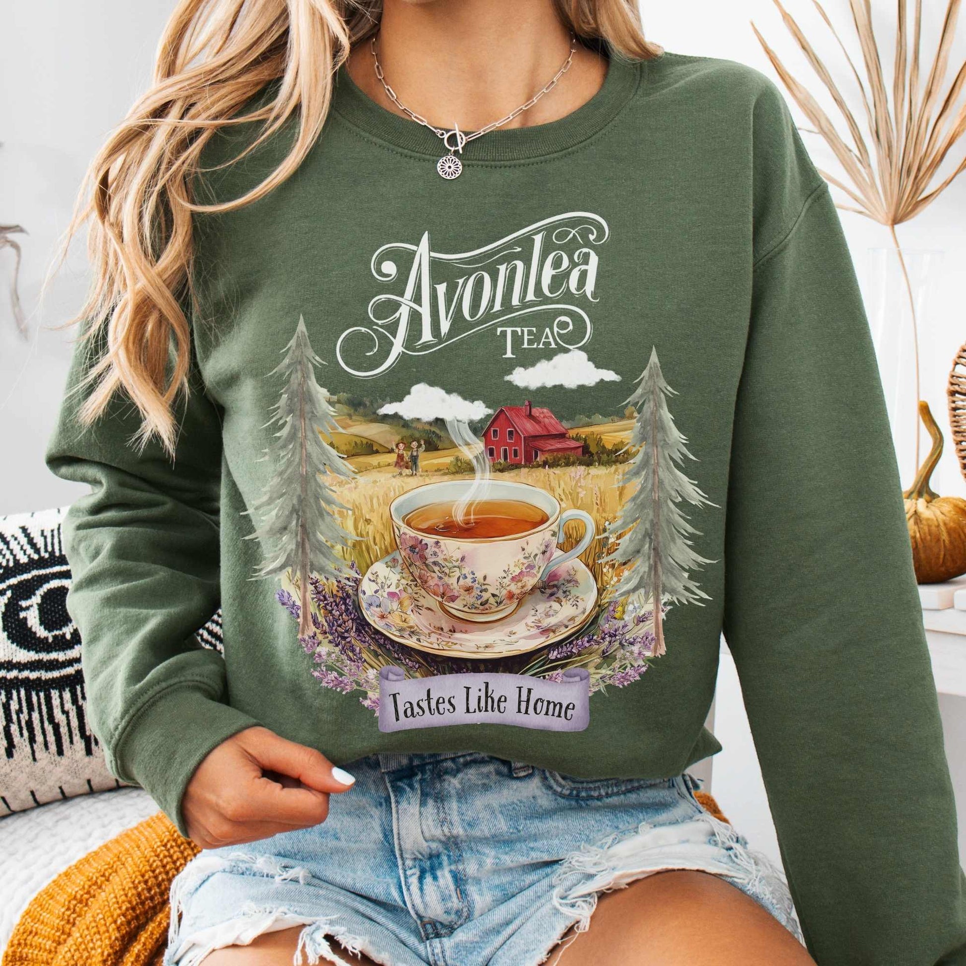 Sweatshirt Military Green / S Avonlea Tea Anne of Green Gables Sweatshirt The Mystic Eden
