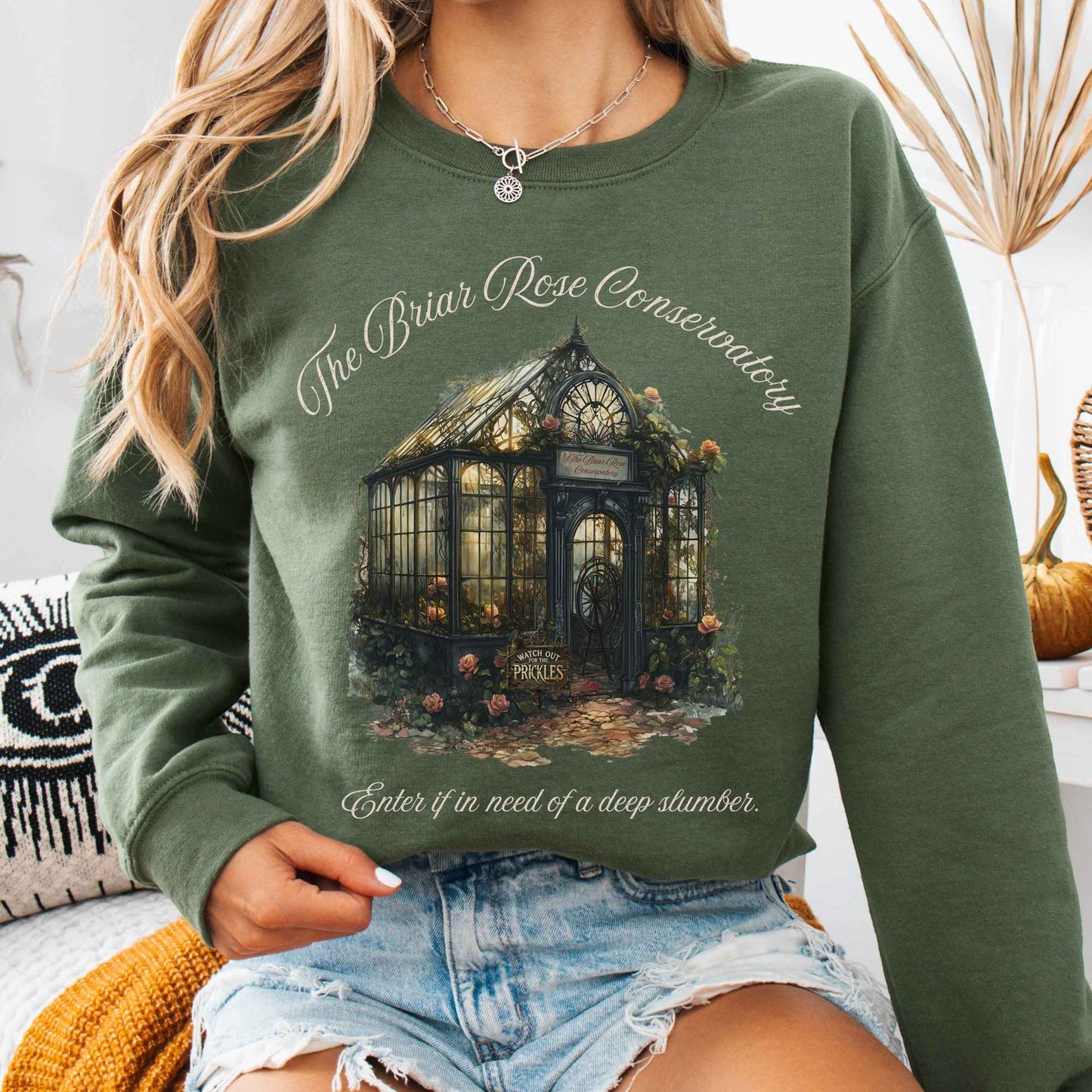 Sweatshirt Military Green / S The Briar Rose Conservatory Fairytale Sweatshirt The Mystic Eden
