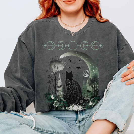 Sweatshirt Mystical Black Cat Sweatshirt The Mystic Eden