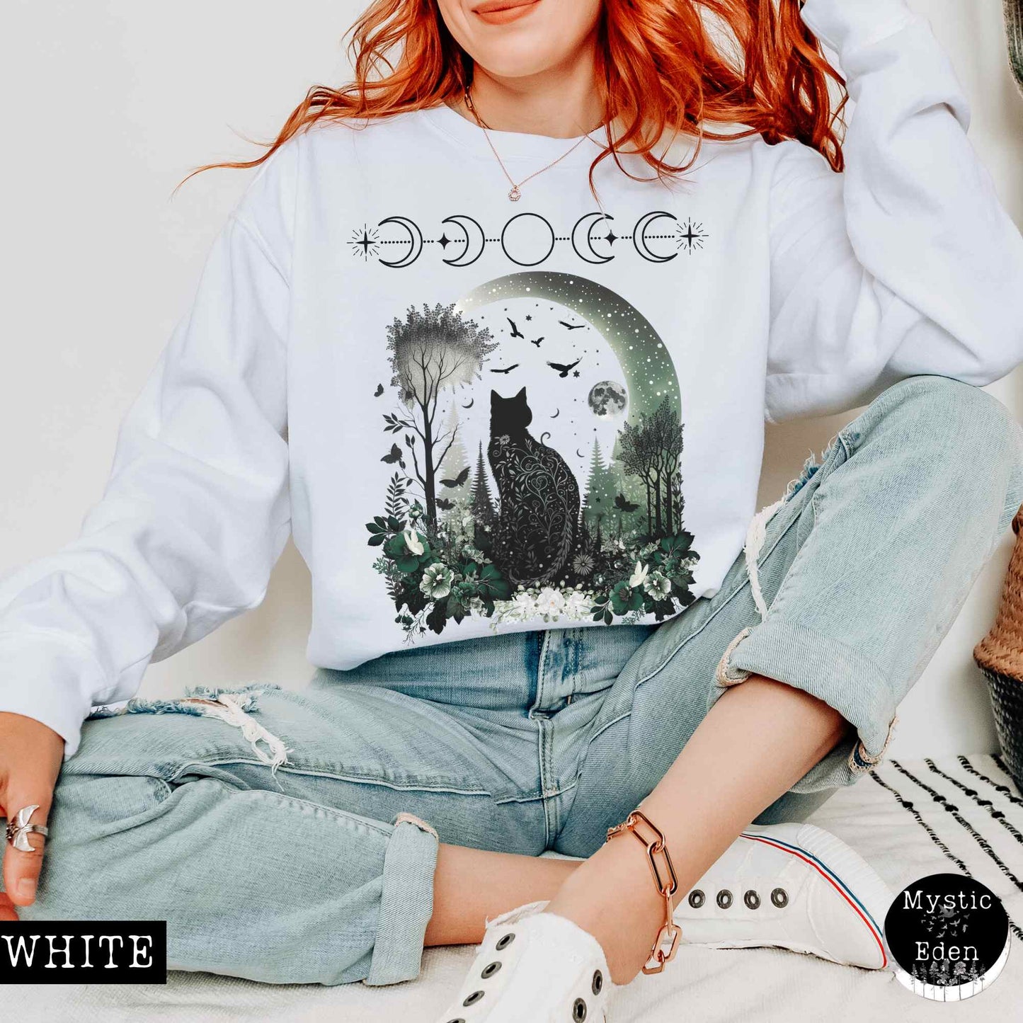 Sweatshirt Mystical Black Cat Sweatshirt The Mystic Eden