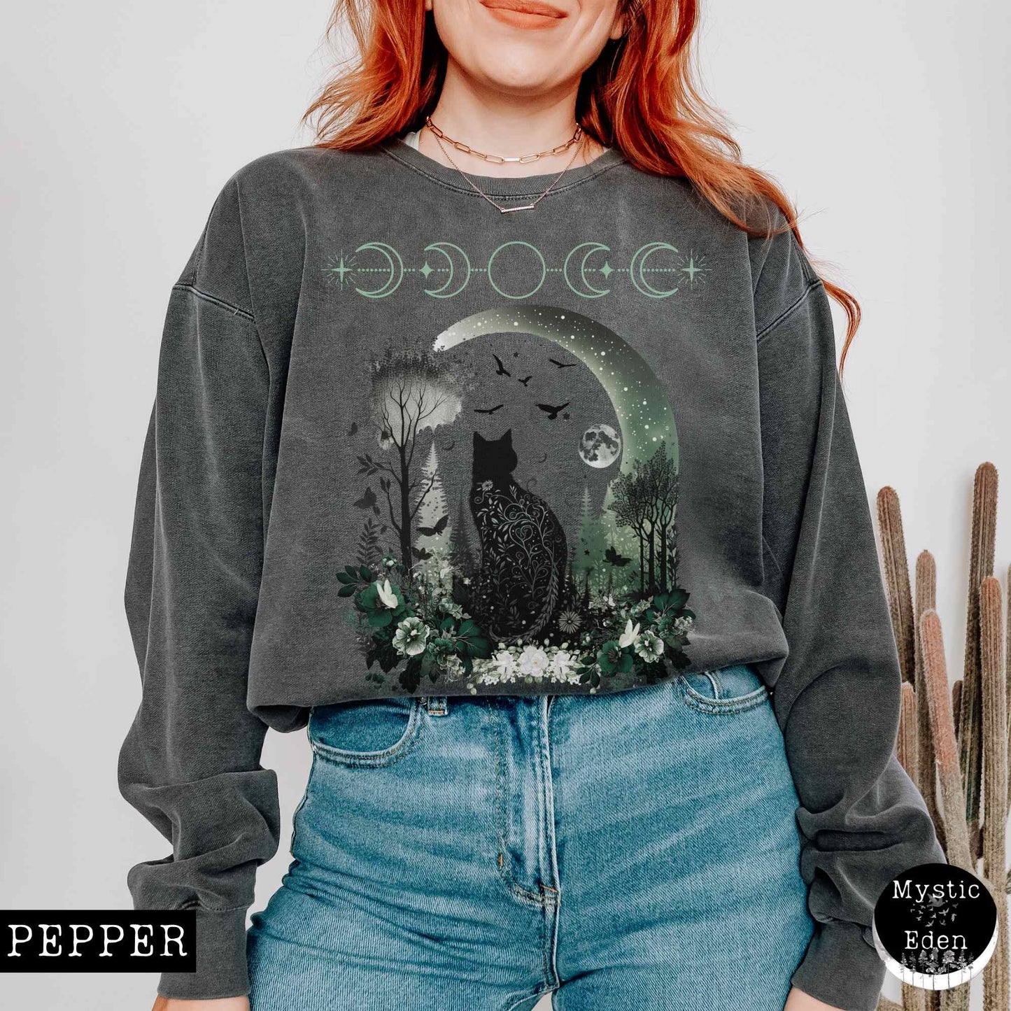 Sweatshirt Mystical Black Cat Sweatshirt The Mystic Eden