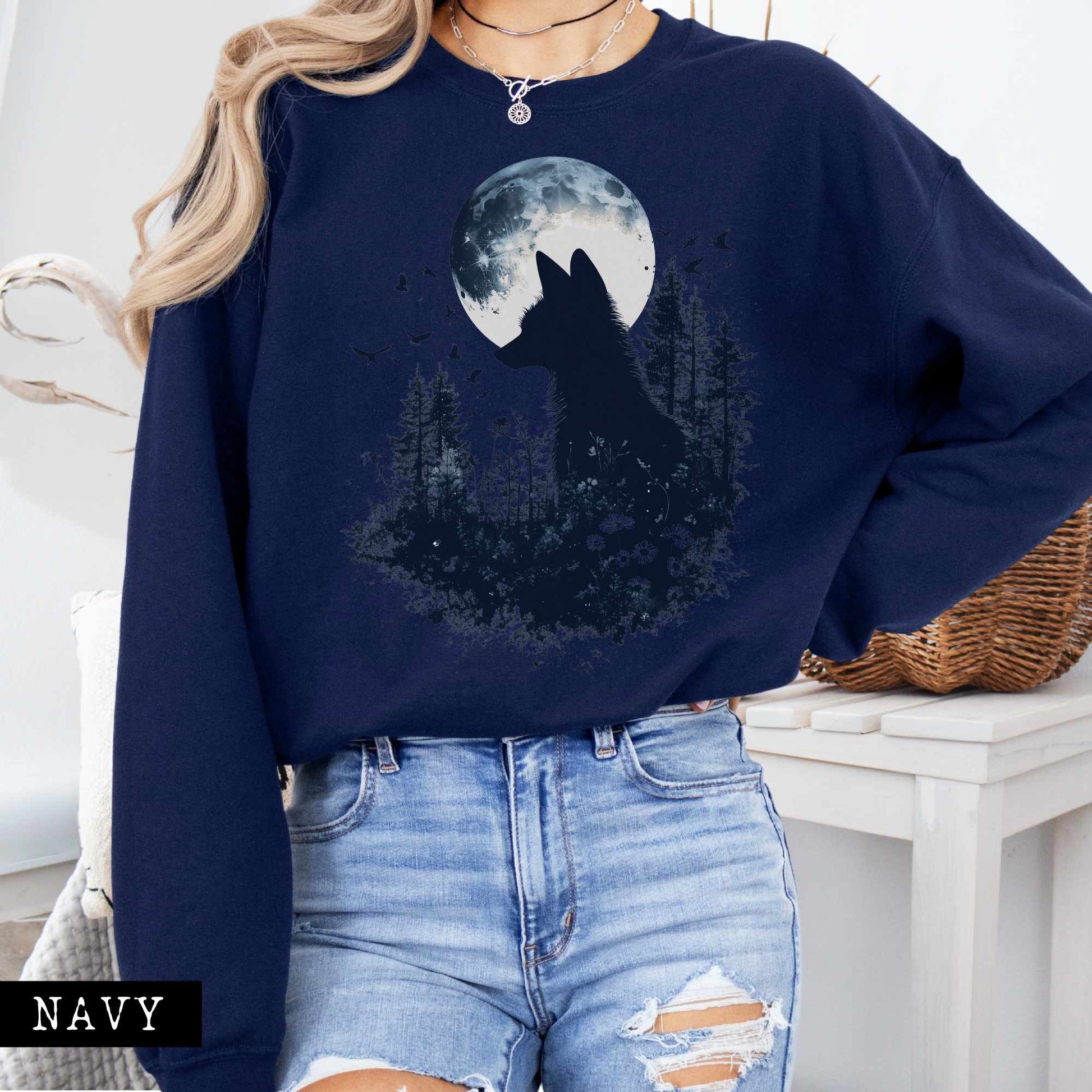 Sweatshirt Mystical Fox Silhouette Sweatshirt The Mystic Eden