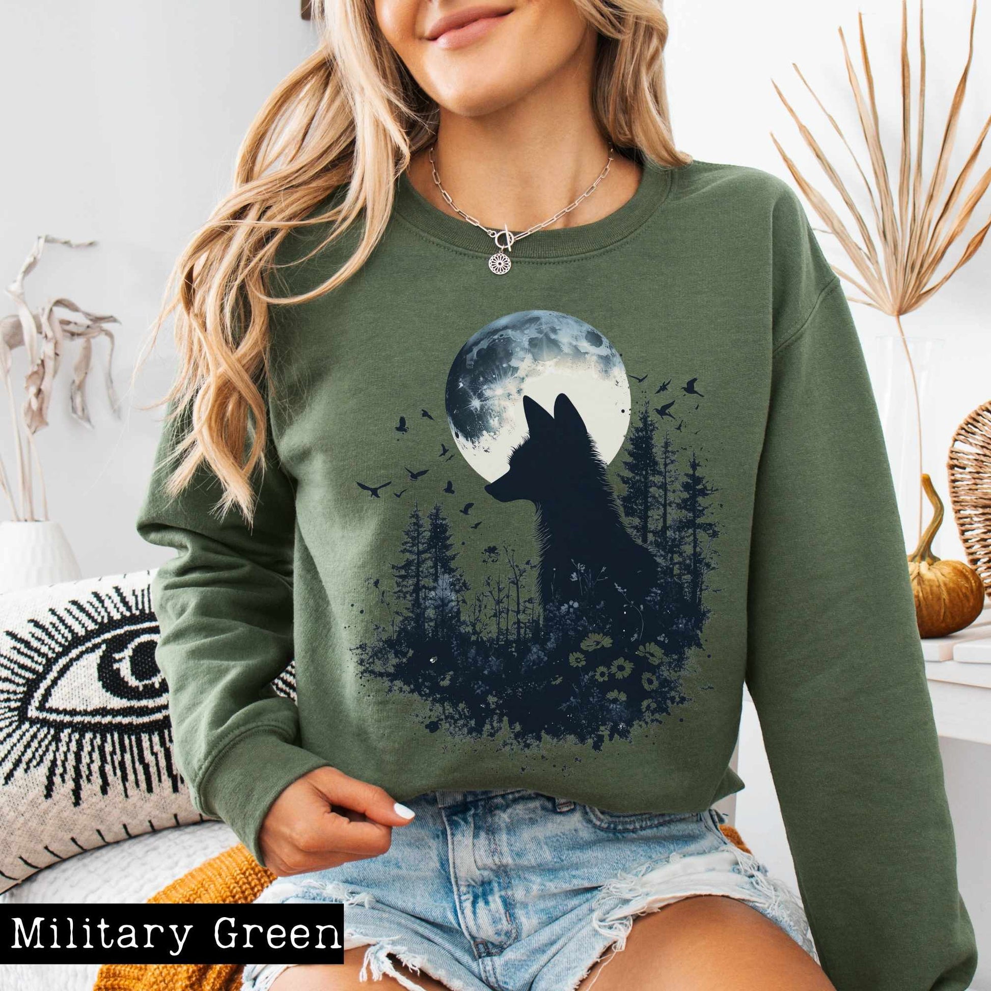Sweatshirt Mystical Fox Silhouette Sweatshirt The Mystic Eden