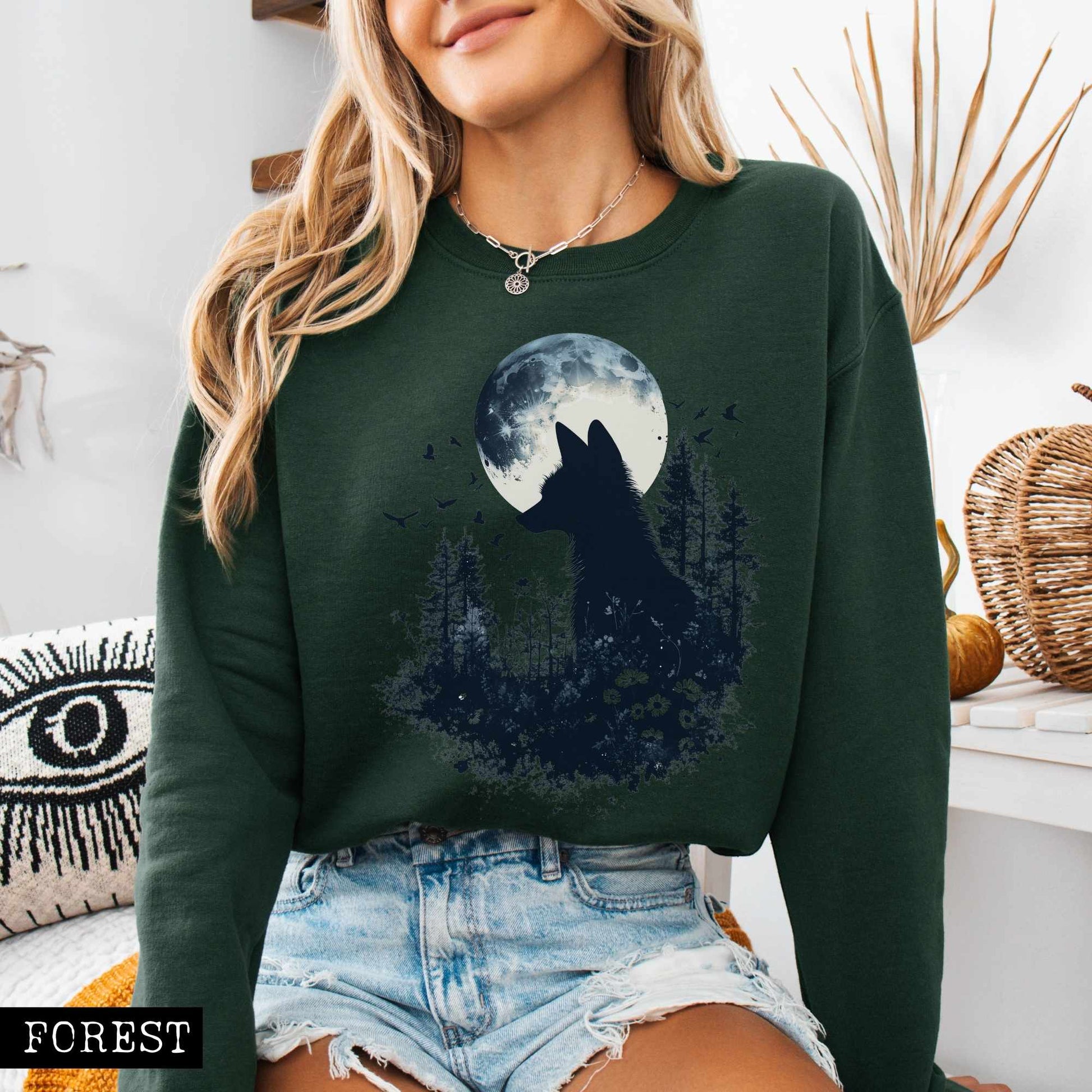 Sweatshirt Mystical Fox Silhouette Sweatshirt The Mystic Eden