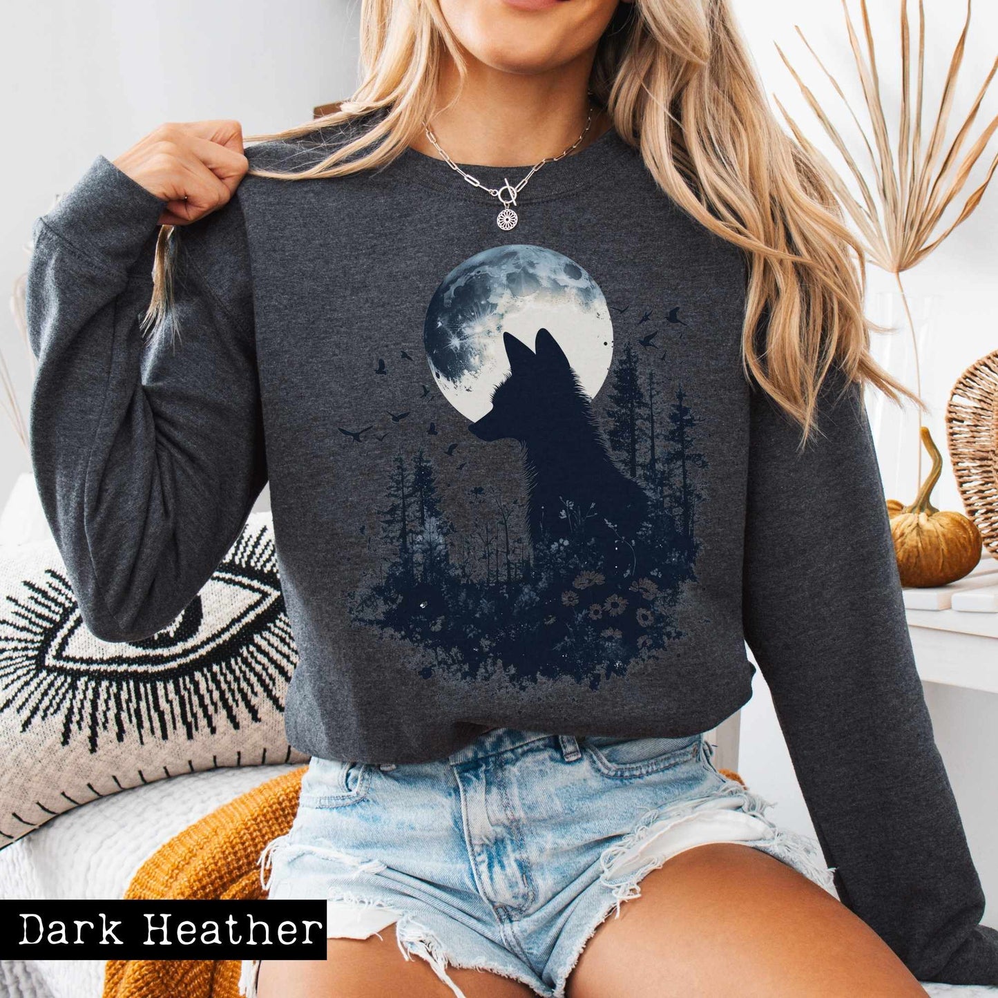 Sweatshirt Mystical Fox Silhouette Sweatshirt The Mystic Eden