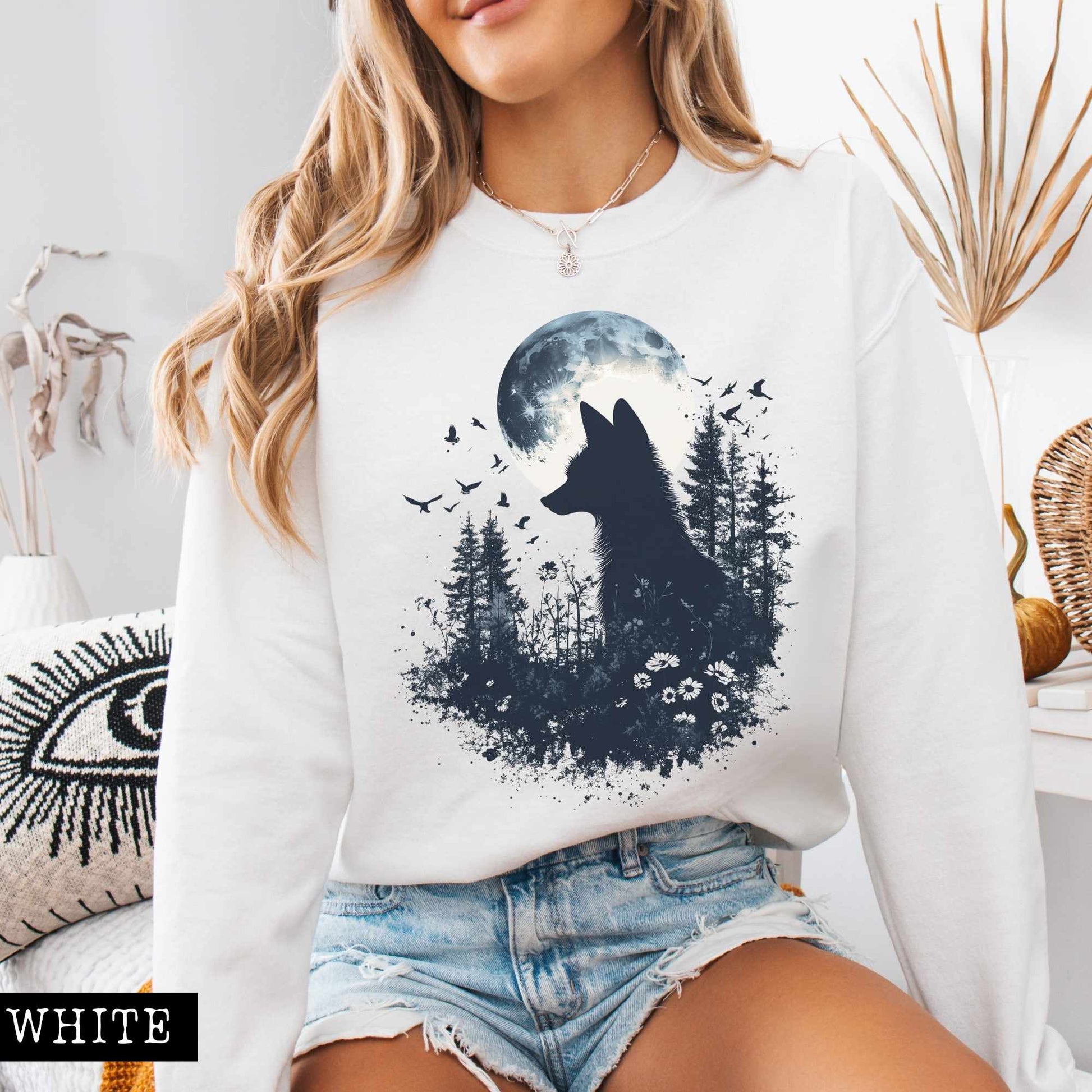 Sweatshirt Mystical Fox Silhouette Sweatshirt The Mystic Eden