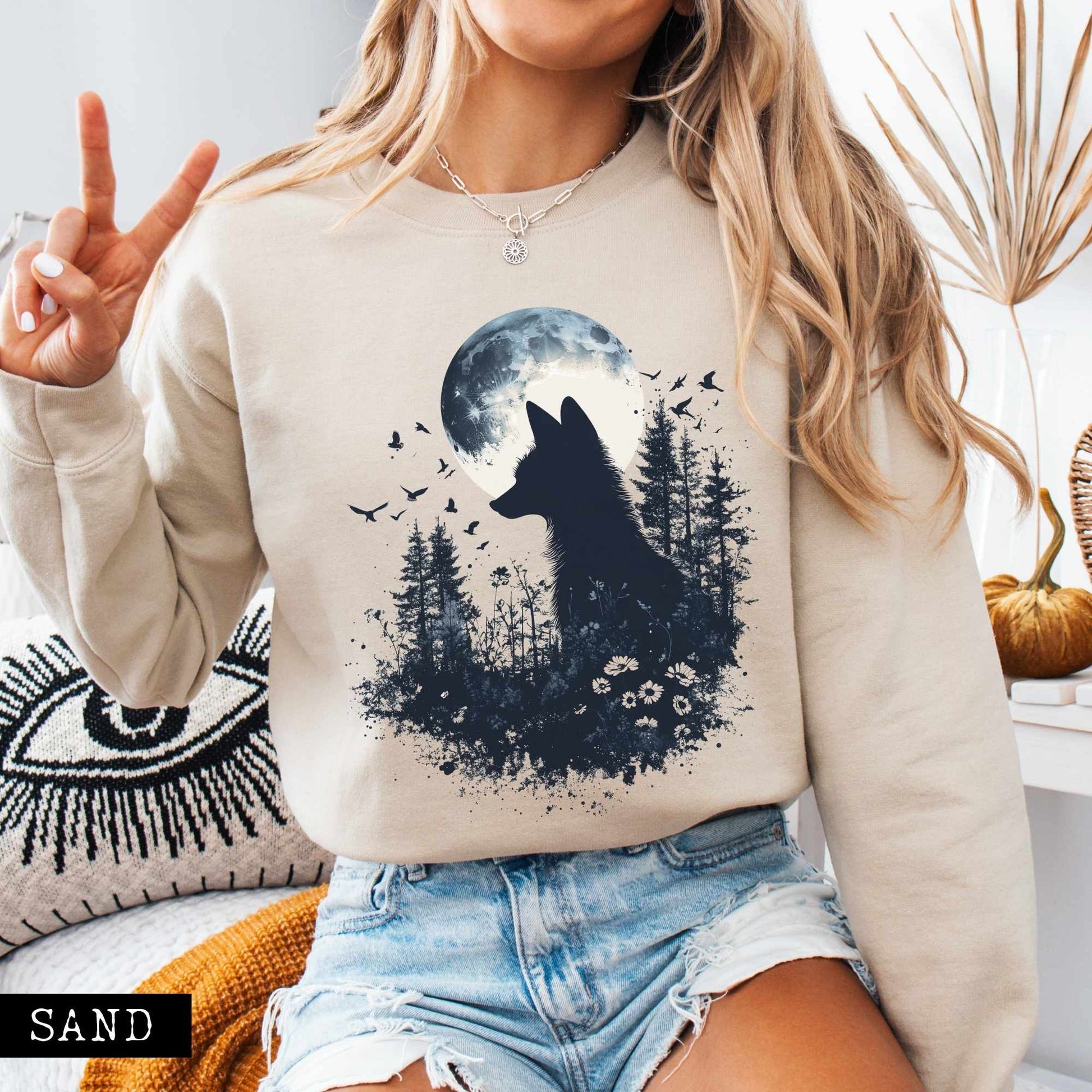 Sweatshirt Mystical Fox Silhouette Sweatshirt The Mystic Eden