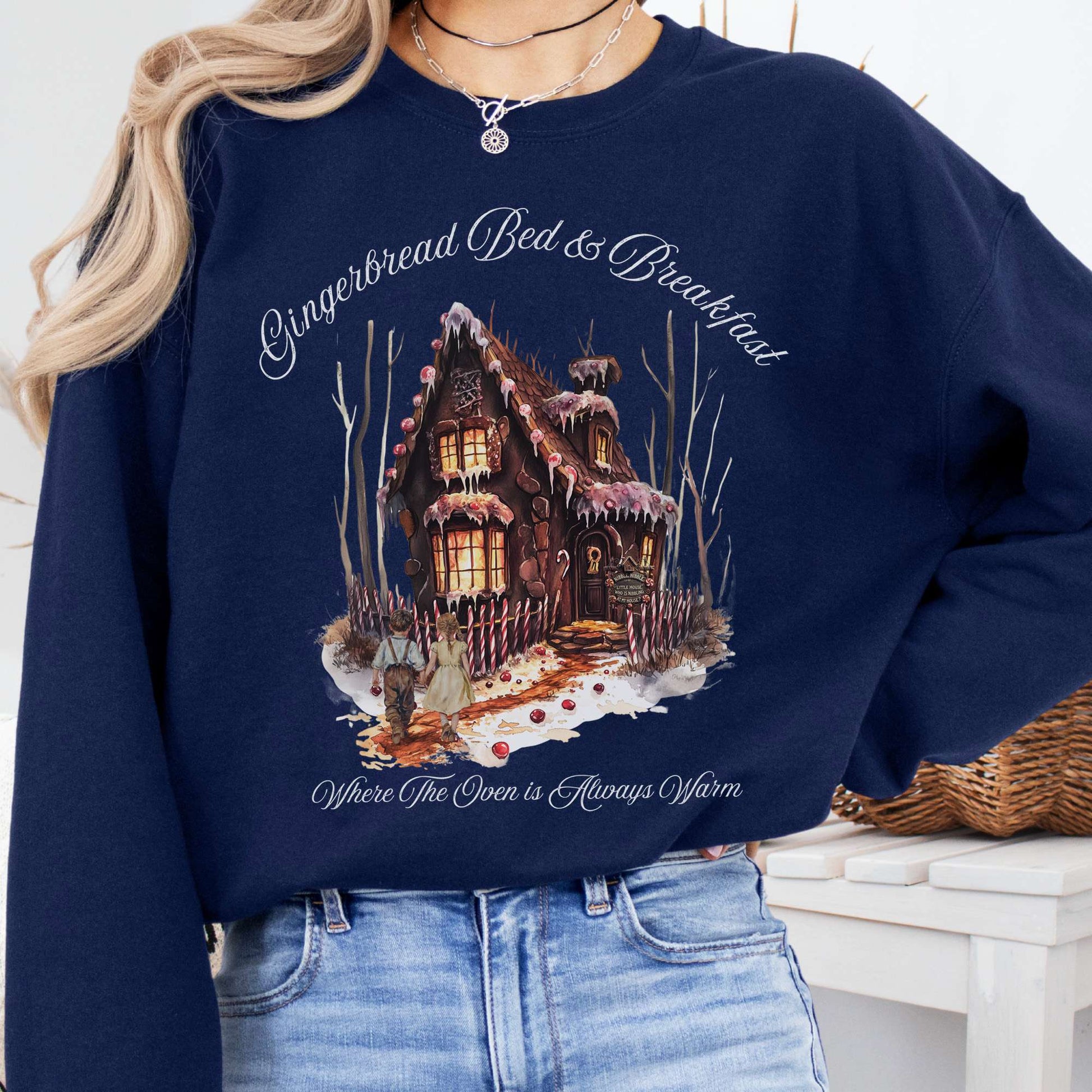 Sweatshirt Navy / S Gingerbread Bed & Breakfast Hansel and Gretel Fairytale Sweatshirt The Mystic Eden