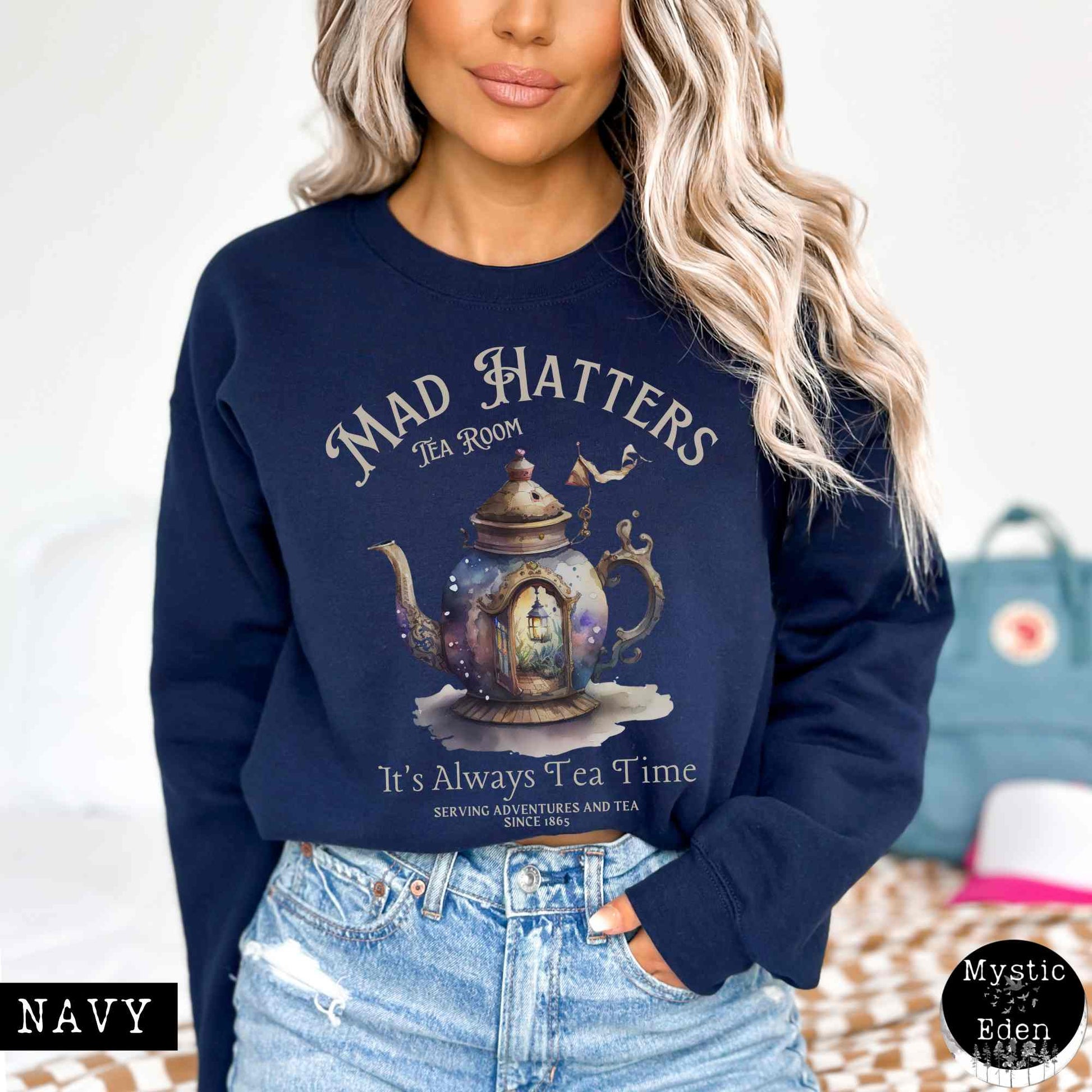 Sweatshirt Navy / S Mad Hatter Sweatshirt Alice in Wonderland Sweater The Mystic Eden