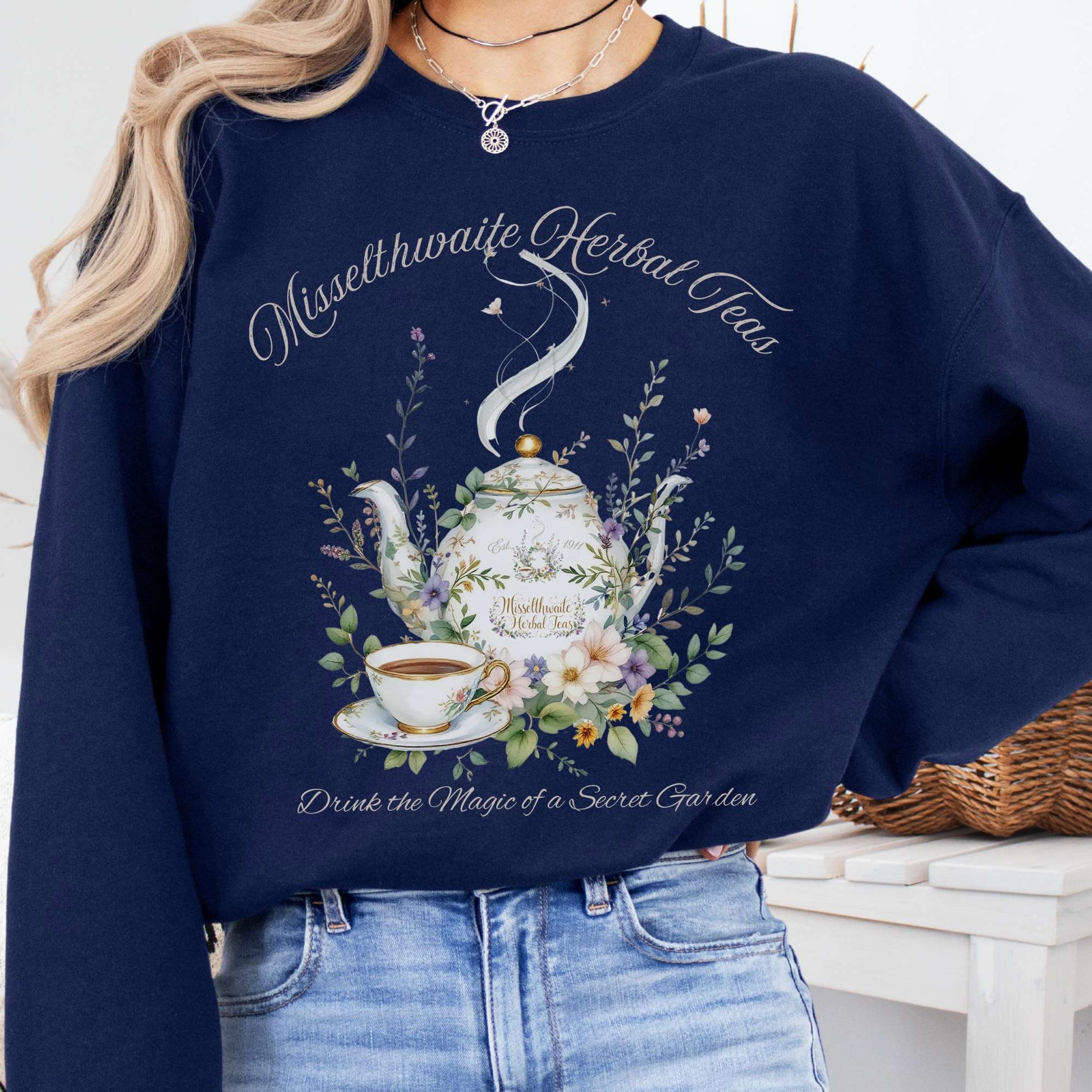 Sweatshirt Navy / S Misselthwaite Herbal Teas Secret Garden Sweatshirt The Mystic Eden