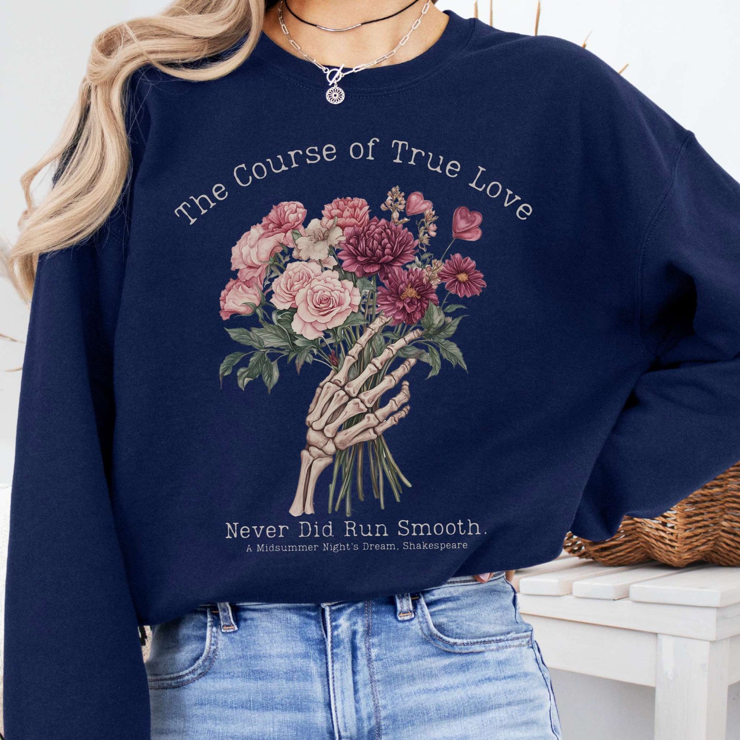 Sweatshirt Navy / S The Course of True Love Never Run Smooth Shakespeare Sweatshirt The Mystic Eden