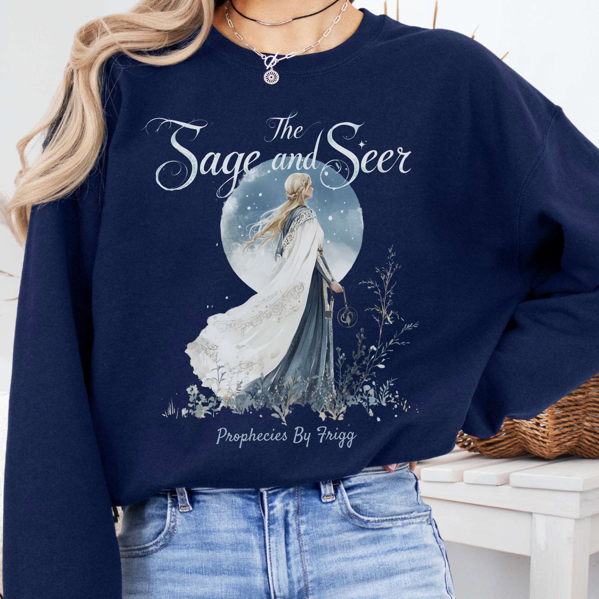 Sweatshirt Navy / S The Sage And Seer Prophecies By Frigg Norse Goddess Sweatshirt The Mystic Eden