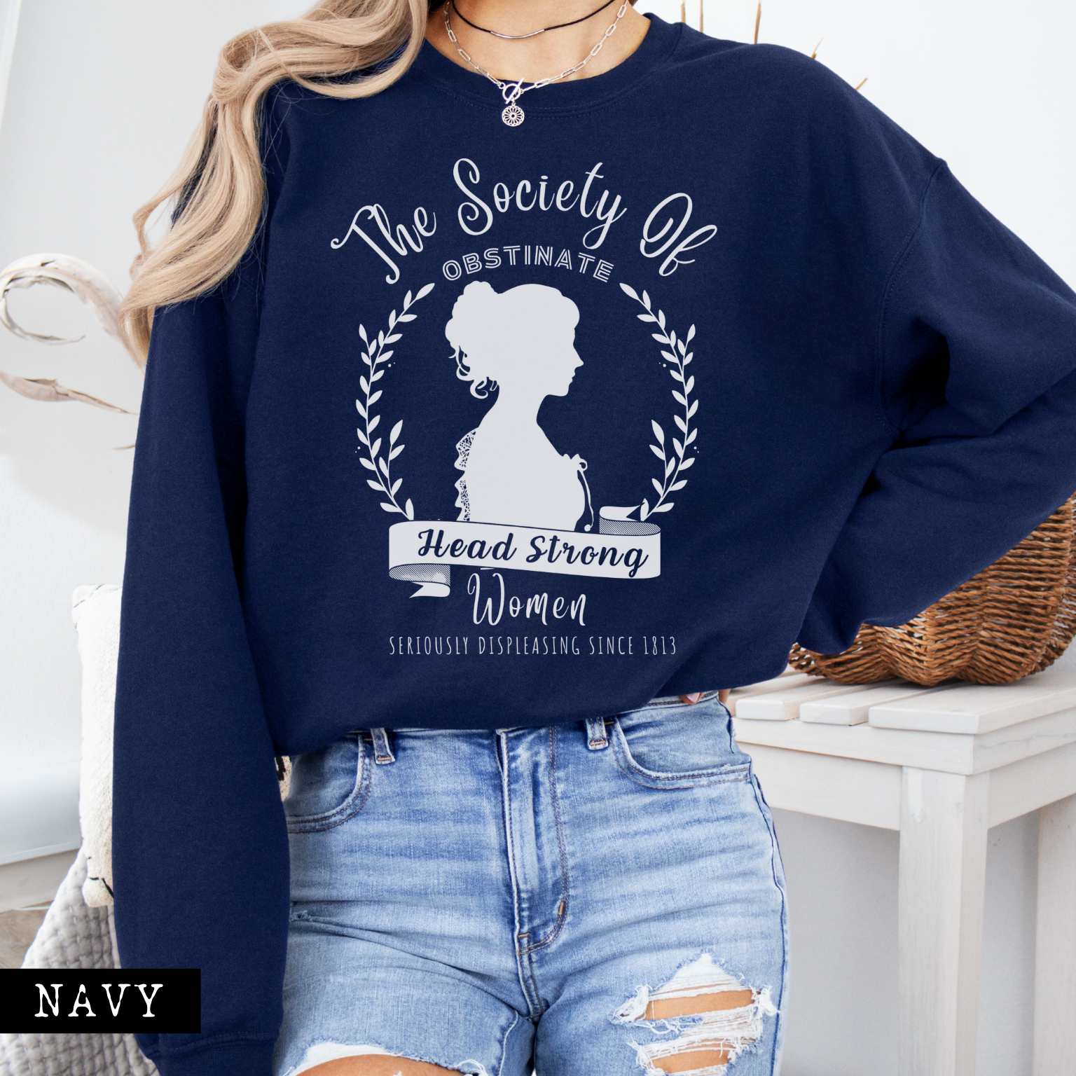 Sweatshirt Navy / S The Society of Obstinate Head Strong Women - Jane Austen Sweatshirt The Mystic Eden