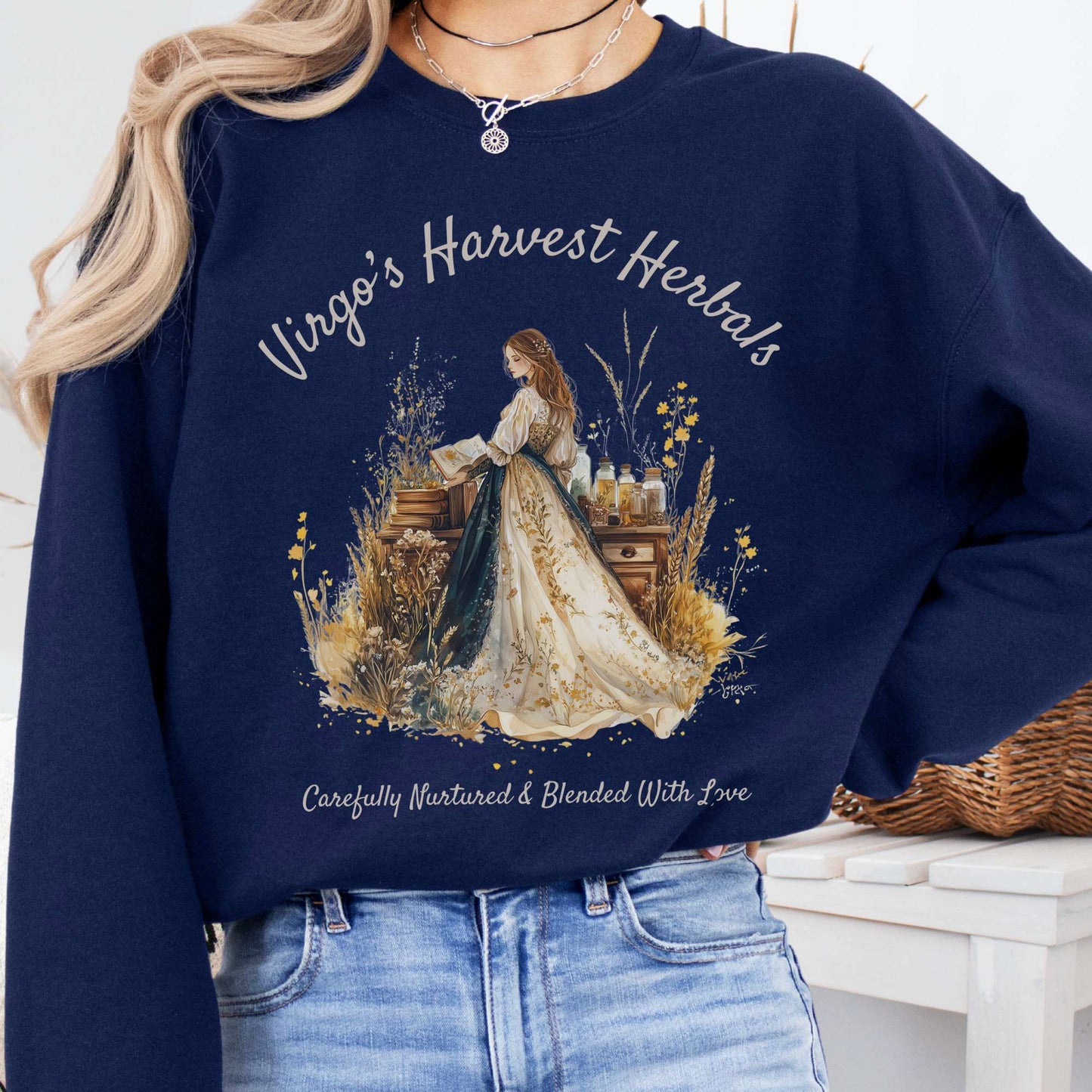 Sweatshirt Navy / S Virgo's Harvest Herbals Zodiac Sweatshirt The Mystic Eden