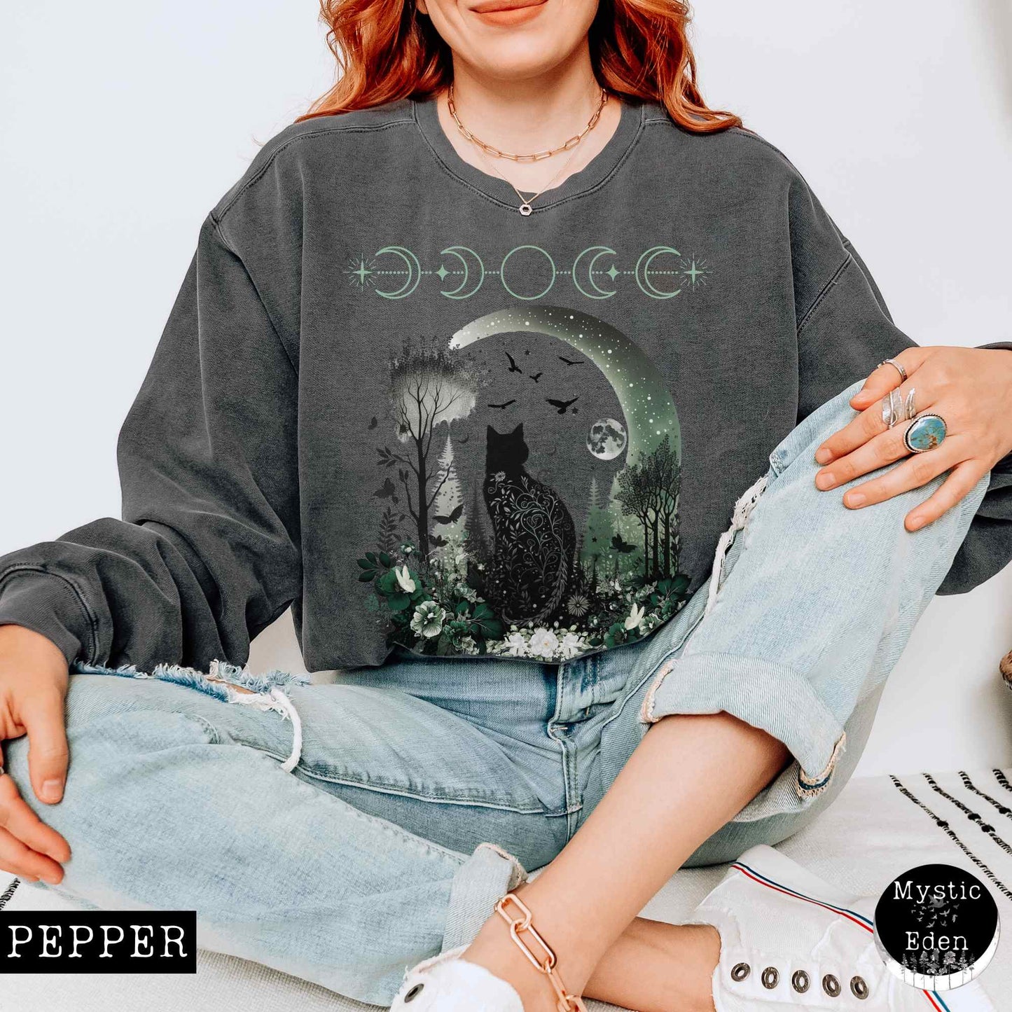 Sweatshirt Pepper / S Mystical Black Cat Sweatshirt The Mystic Eden
