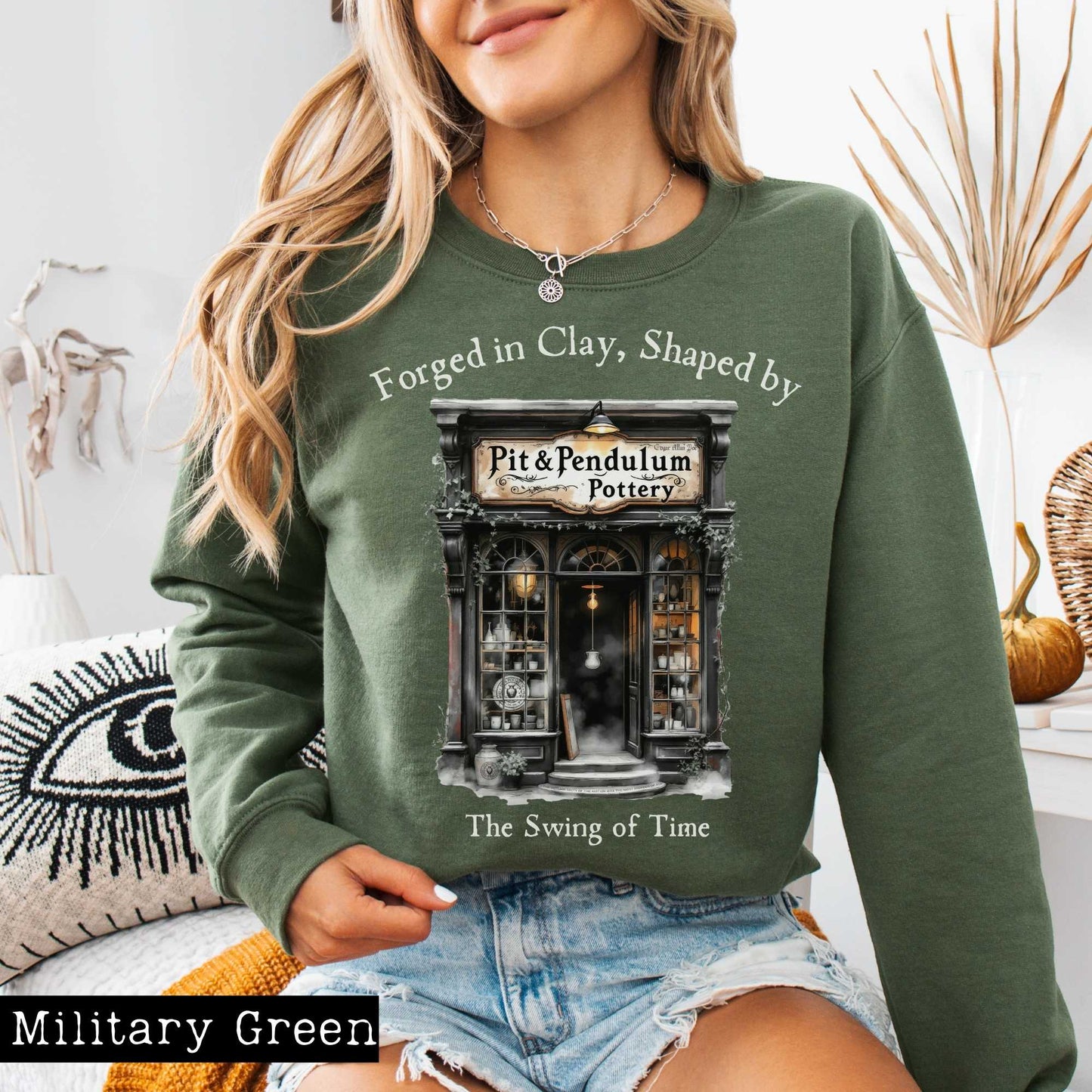 Sweatshirt Pit & Pendulum Pottery Edgar Allan Poe Sweatshirt The Mystic Eden