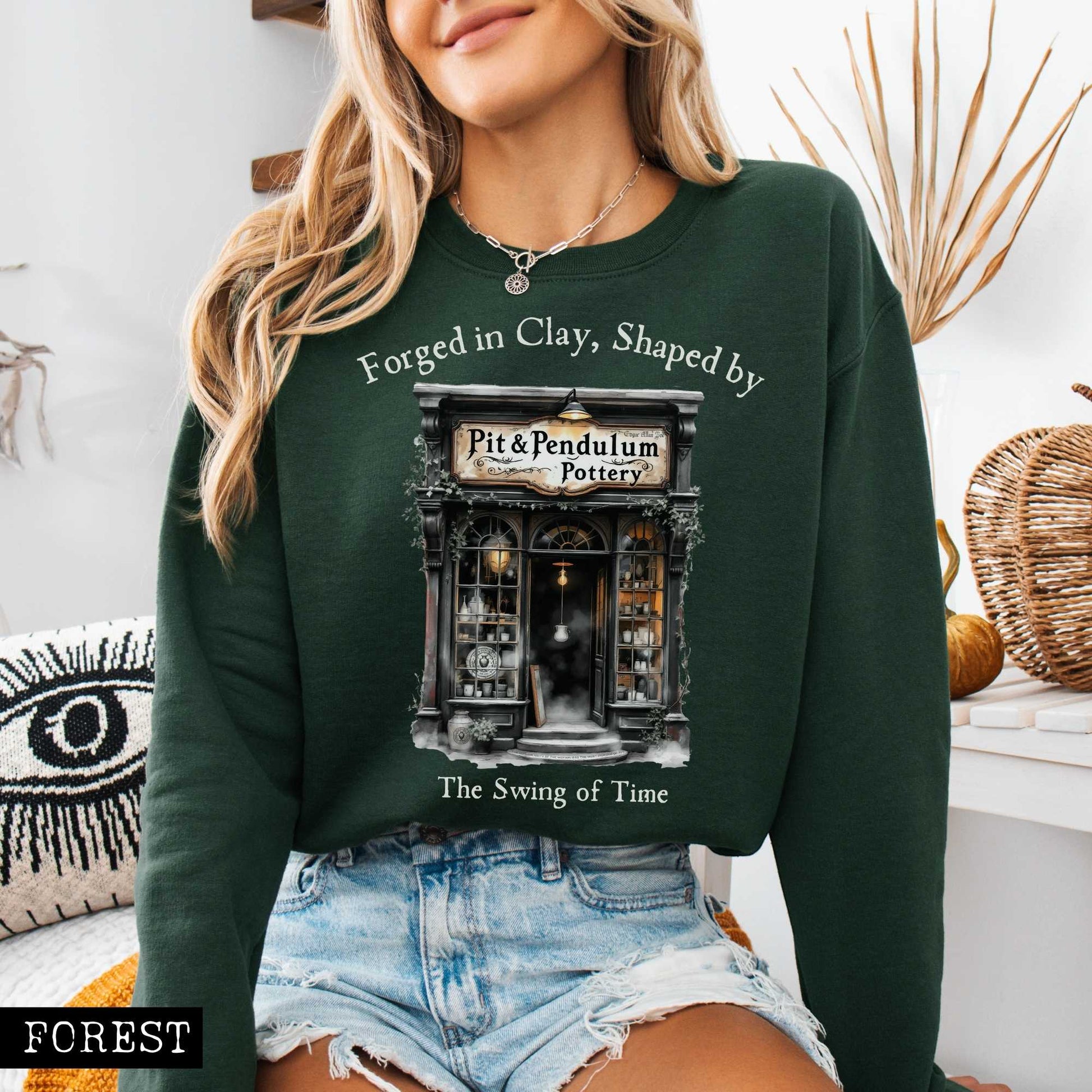 Sweatshirt Pit & Pendulum Pottery Edgar Allan Poe Sweatshirt The Mystic Eden