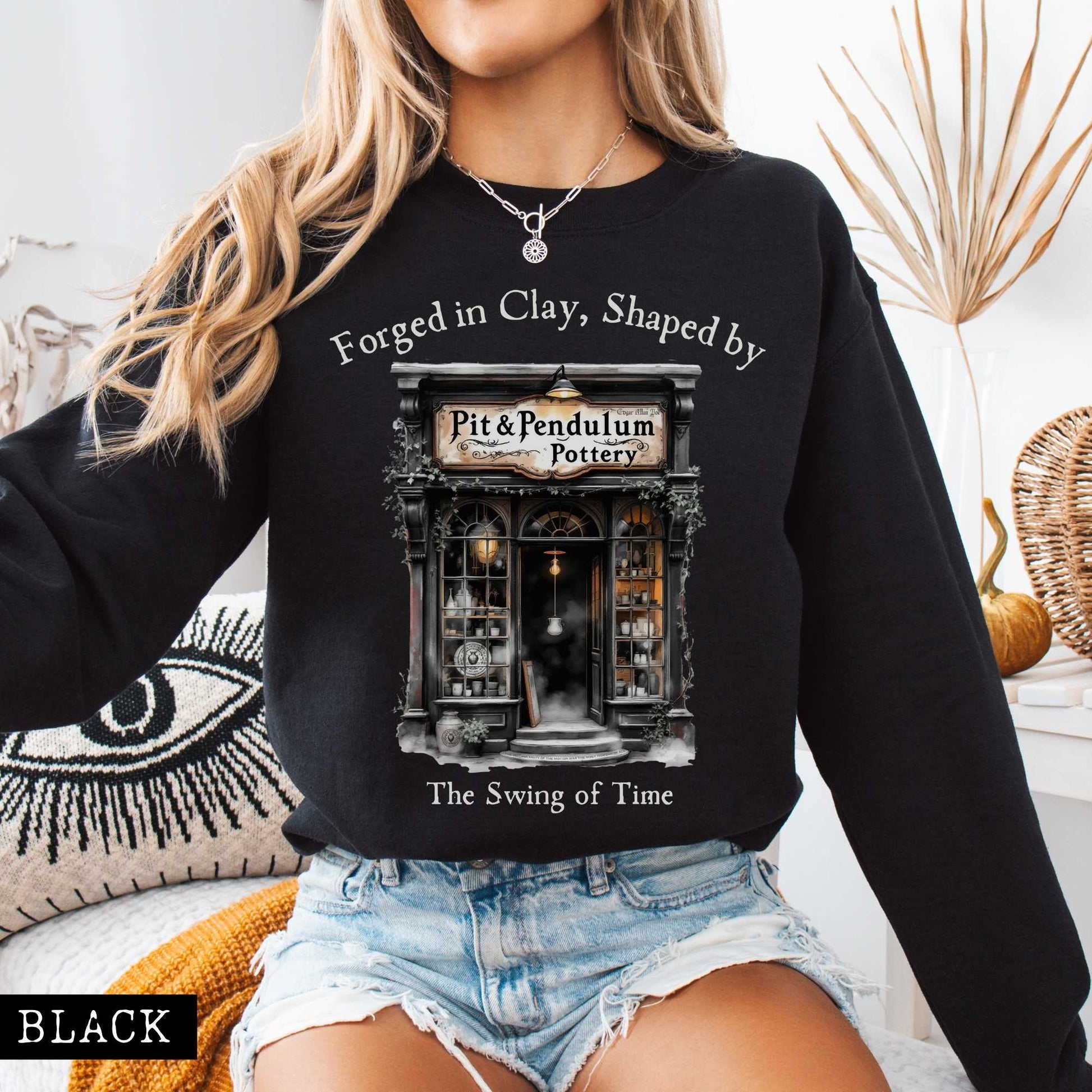 Sweatshirt Pit & Pendulum Pottery Edgar Allan Poe Sweatshirt The Mystic Eden