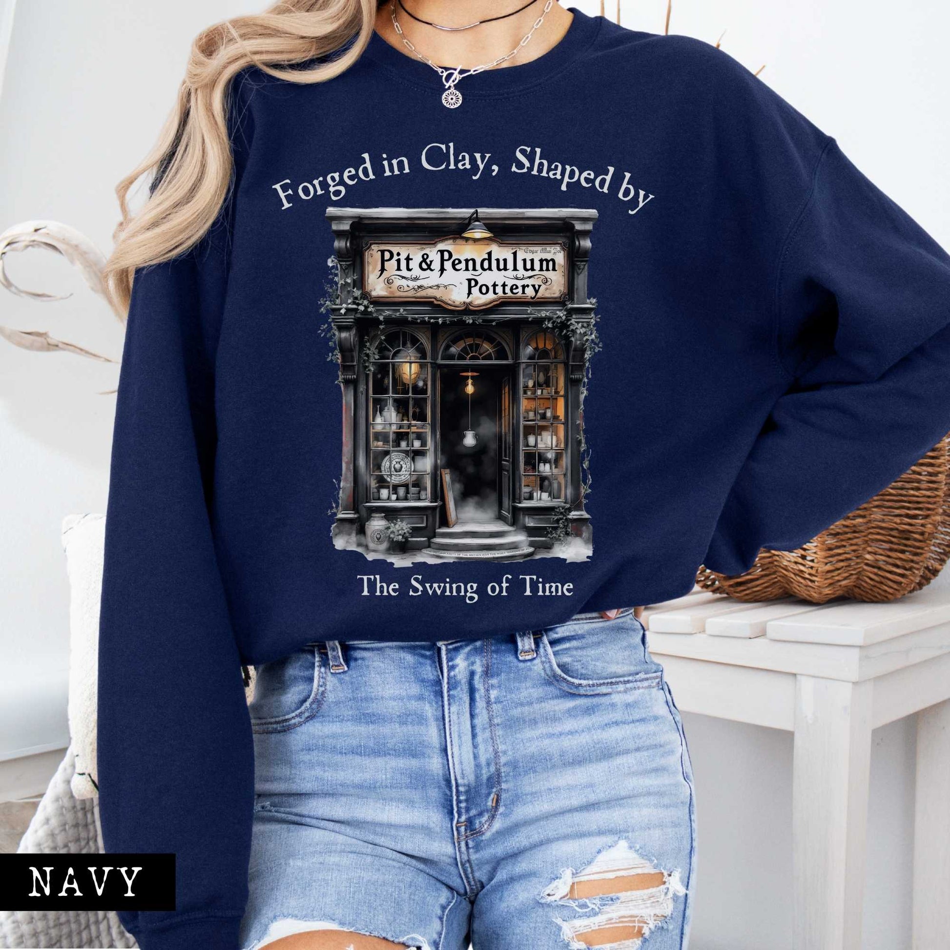 Sweatshirt Pit & Pendulum Pottery Edgar Allan Poe Sweatshirt The Mystic Eden