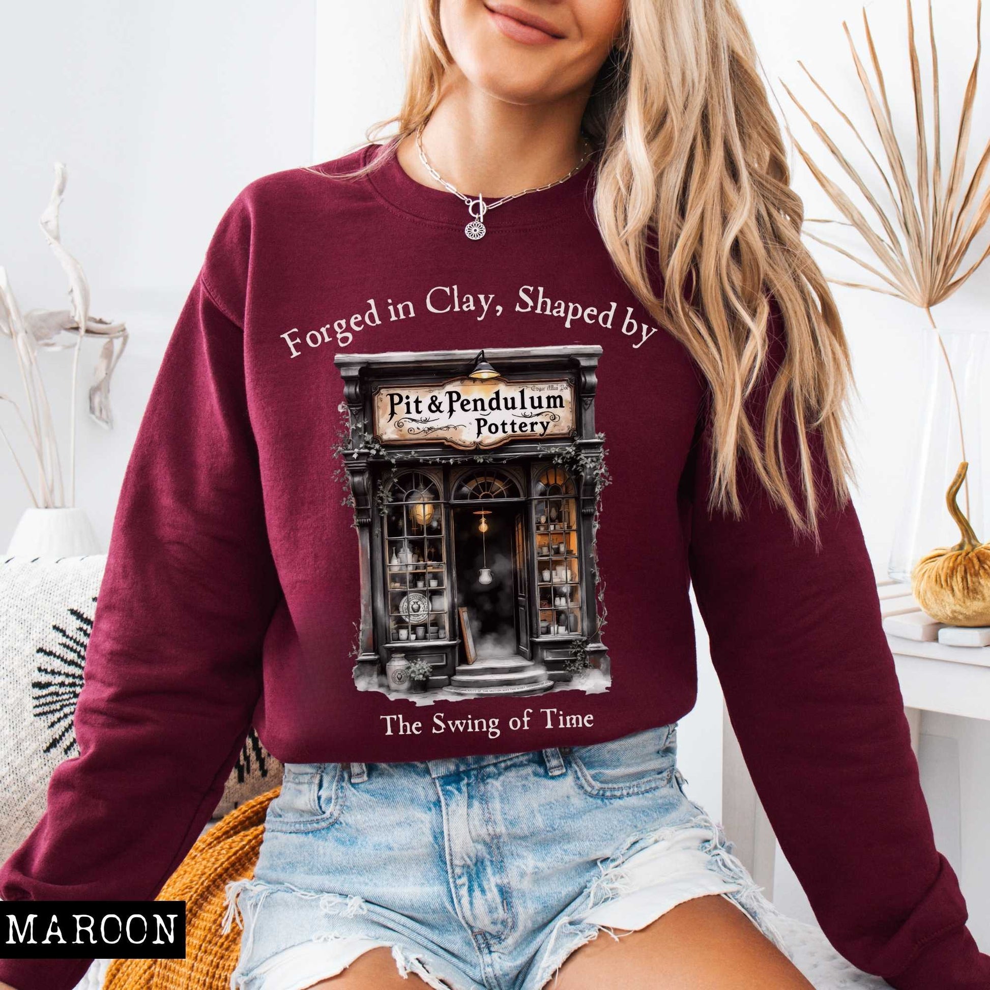 Sweatshirt Pit & Pendulum Pottery Edgar Allan Poe Sweatshirt The Mystic Eden