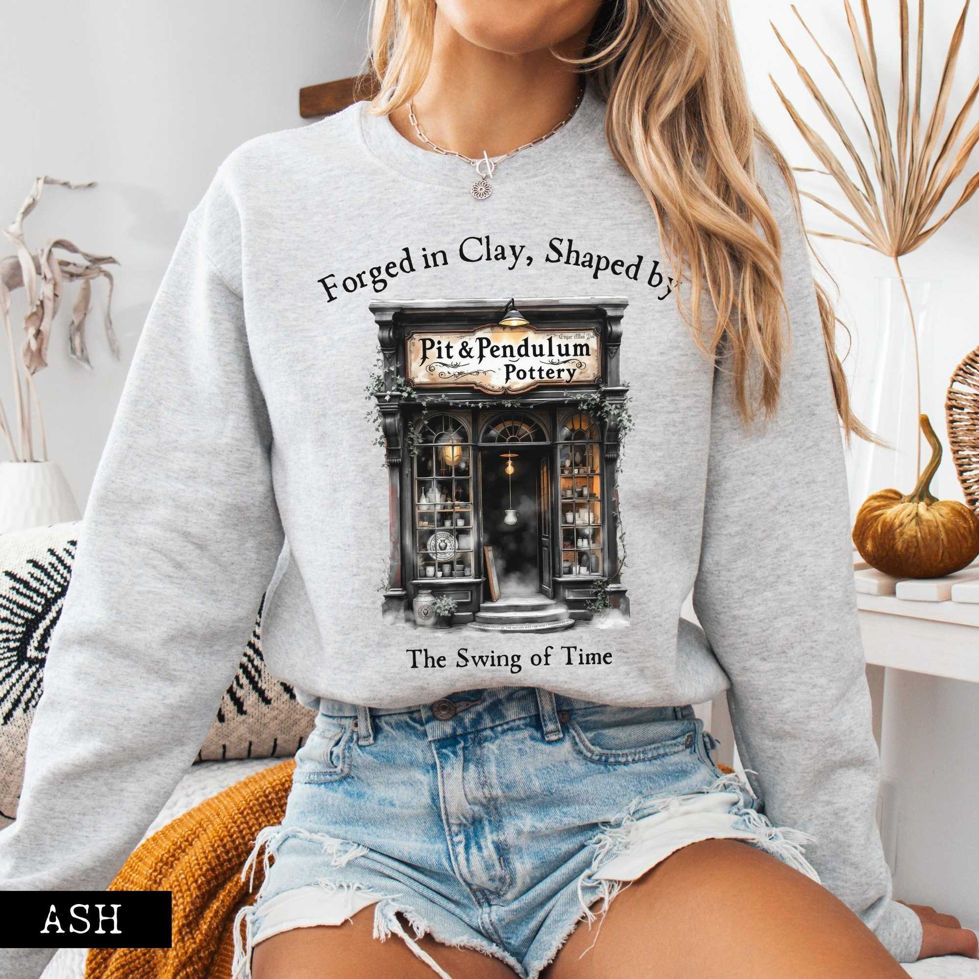Sweatshirt Pit & Pendulum Pottery Edgar Allan Poe Sweatshirt The Mystic Eden