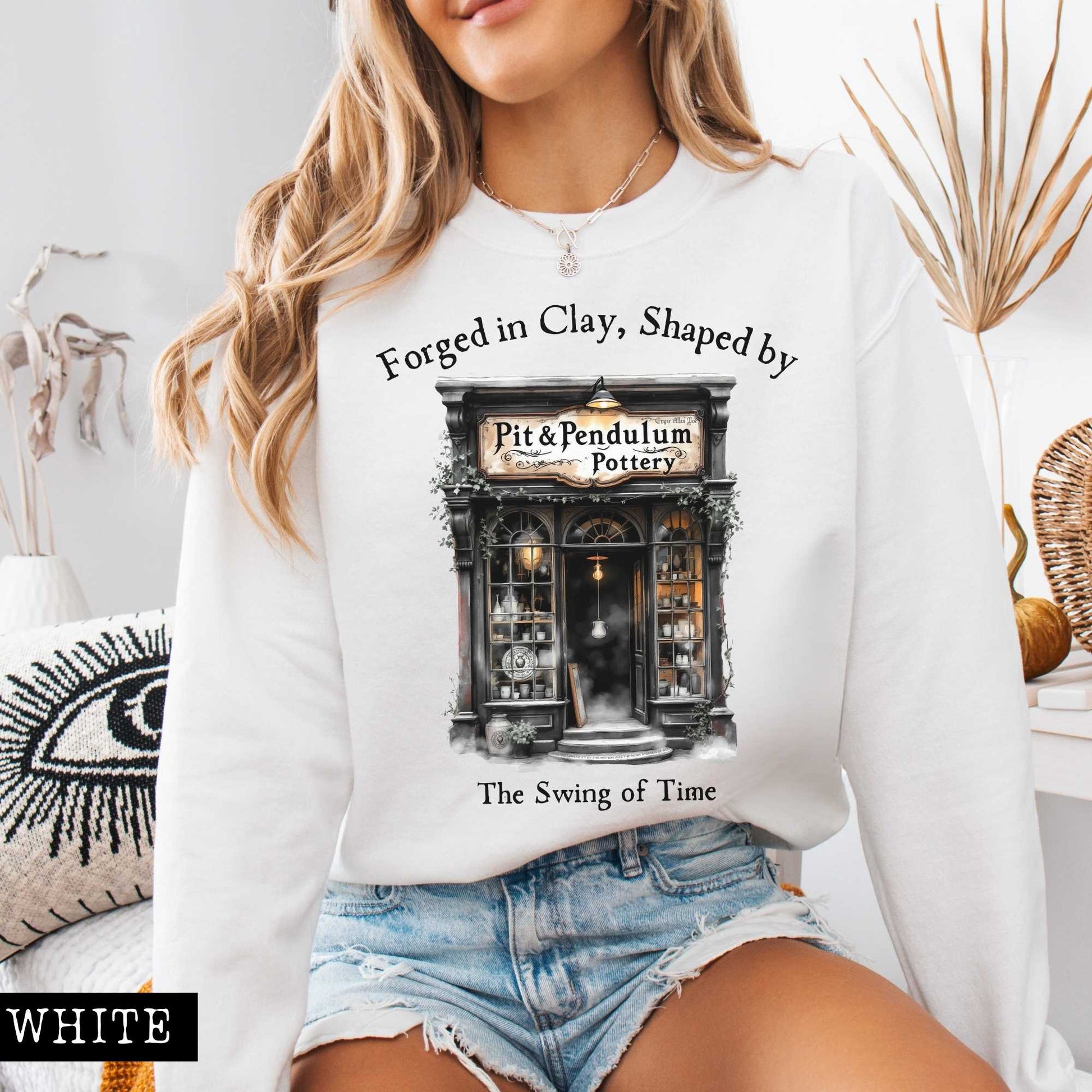 Sweatshirt Pit & Pendulum Pottery Edgar Allan Poe Sweatshirt The Mystic Eden