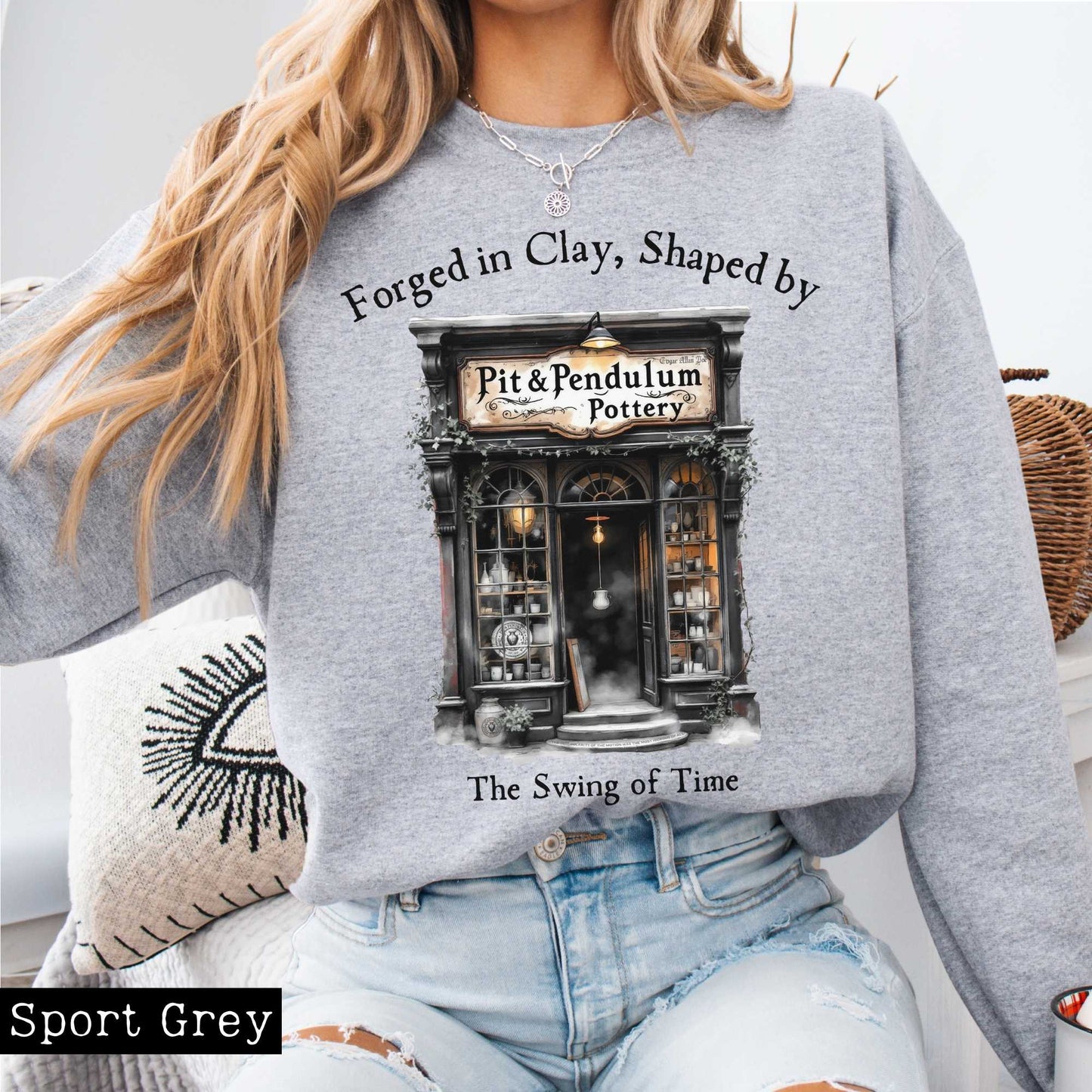Sweatshirt Pit & Pendulum Pottery Edgar Allan Poe Sweatshirt The Mystic Eden