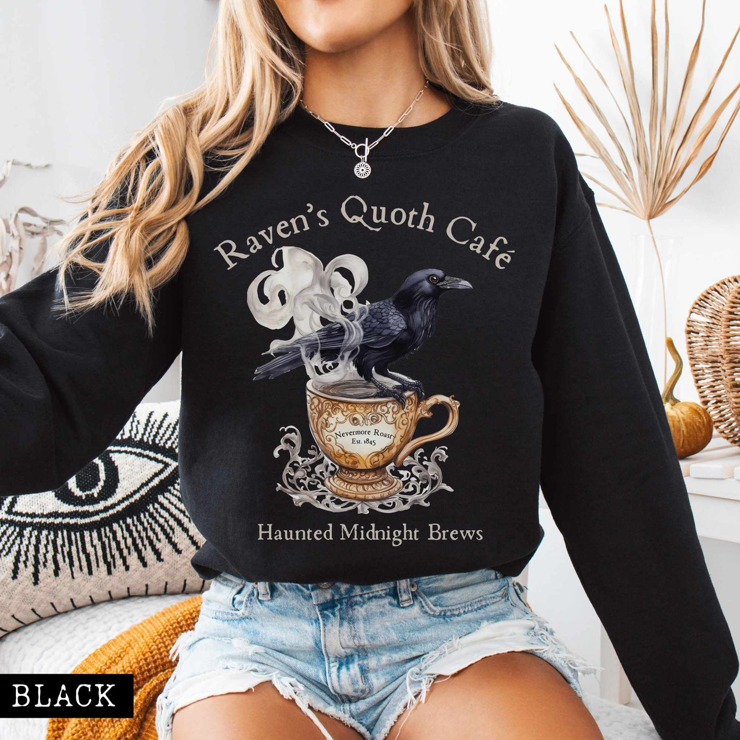 Sweatshirt Raven's Quoth Cafe Edgar Allan Poe Sweatshirt The Mystic Eden