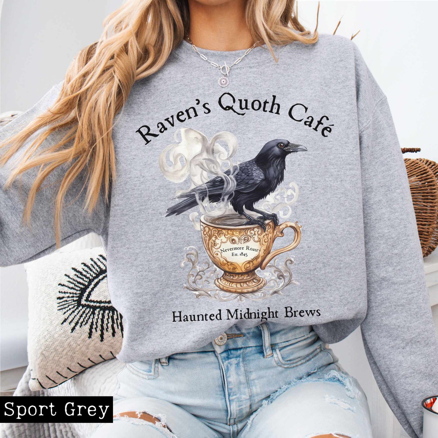 Sweatshirt Raven's Quoth Cafe Edgar Allan Poe Sweatshirt The Mystic Eden