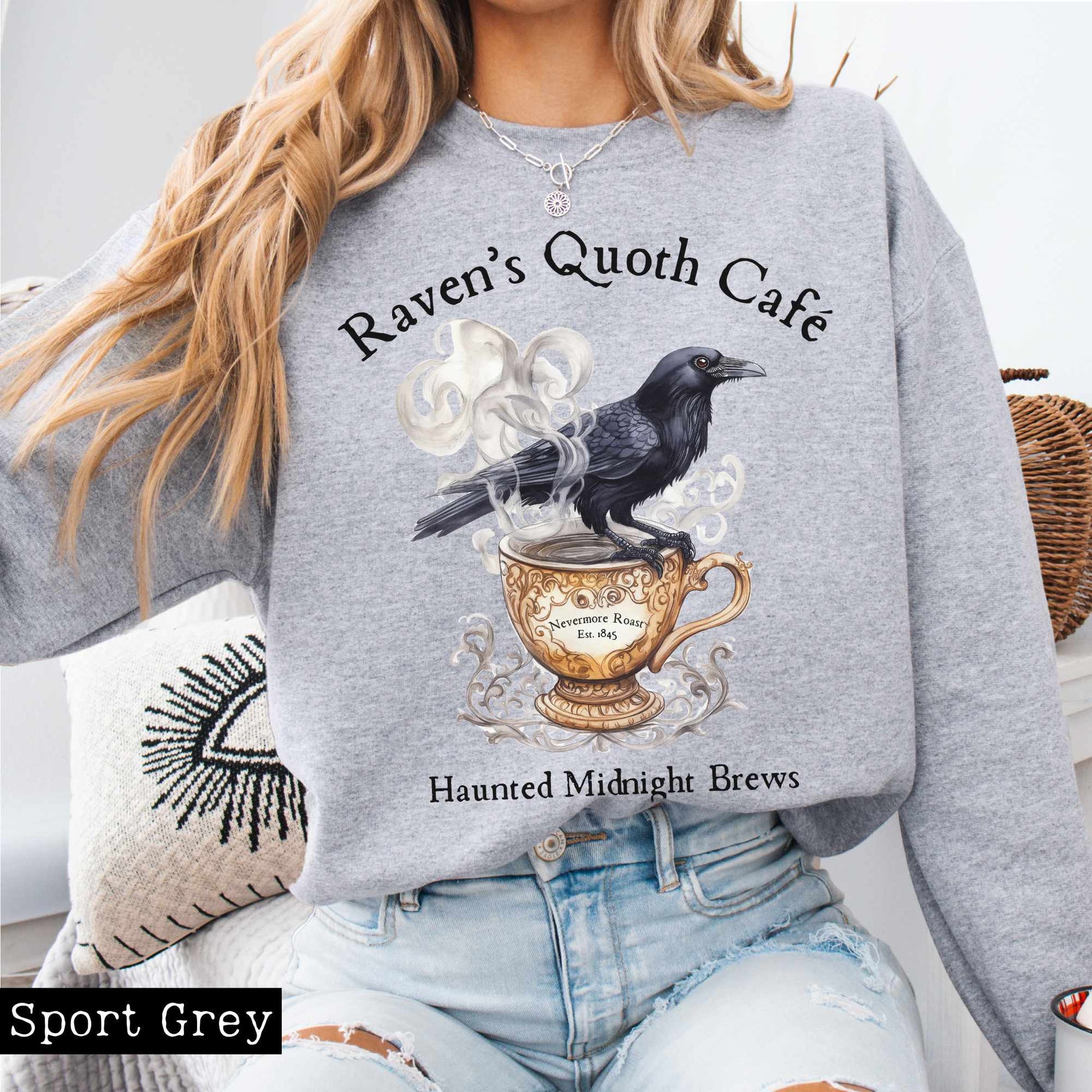 Sweatshirt Raven's Quoth Cafe Edgar Allan Poe Sweatshirt The Mystic Eden