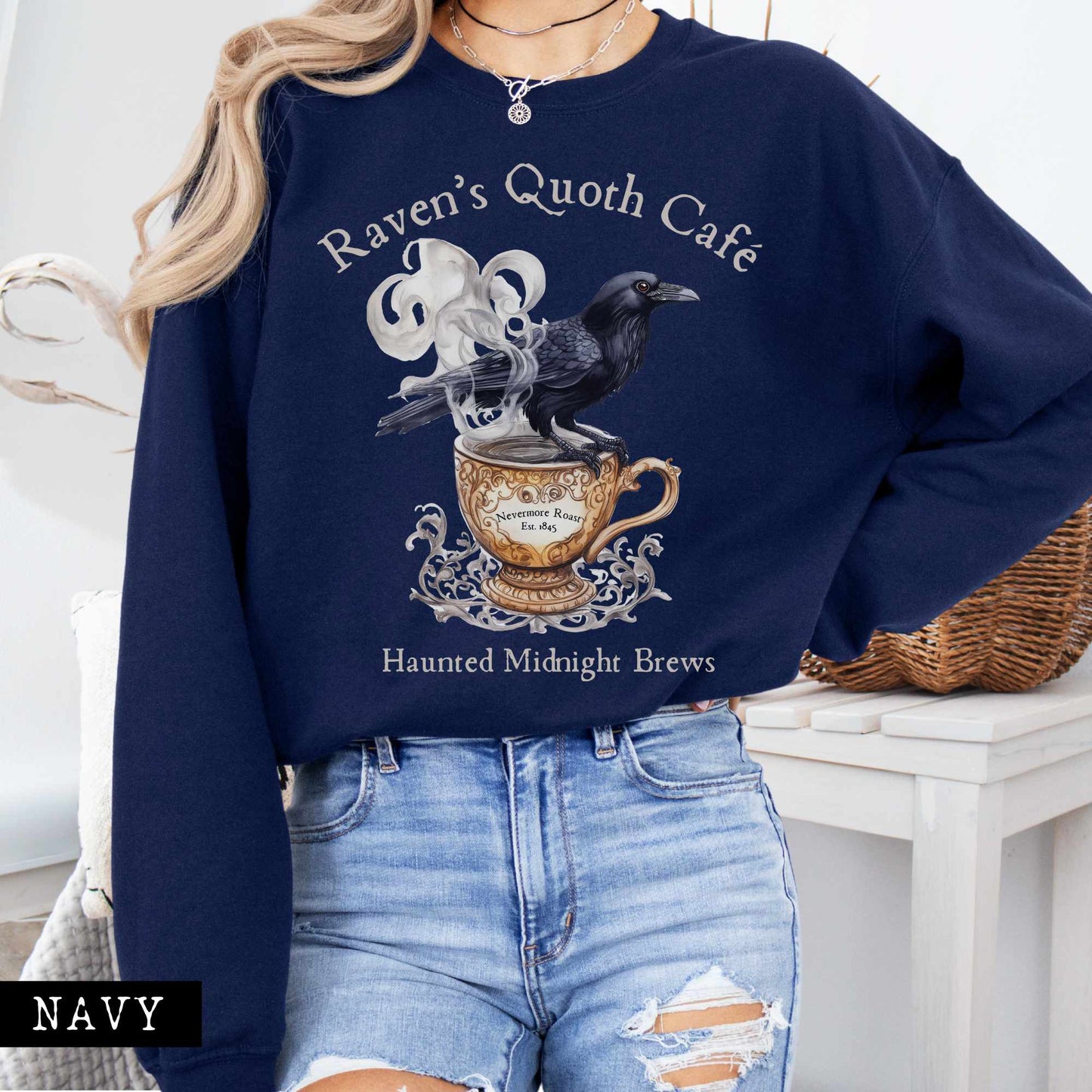 Sweatshirt Raven's Quoth Cafe Edgar Allan Poe Sweatshirt The Mystic Eden