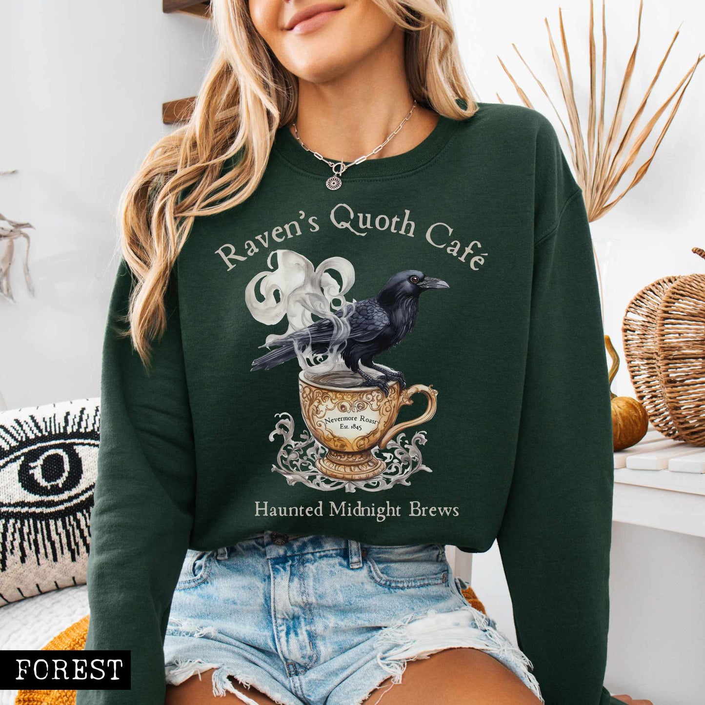 Sweatshirt Raven's Quoth Cafe Edgar Allan Poe Sweatshirt The Mystic Eden