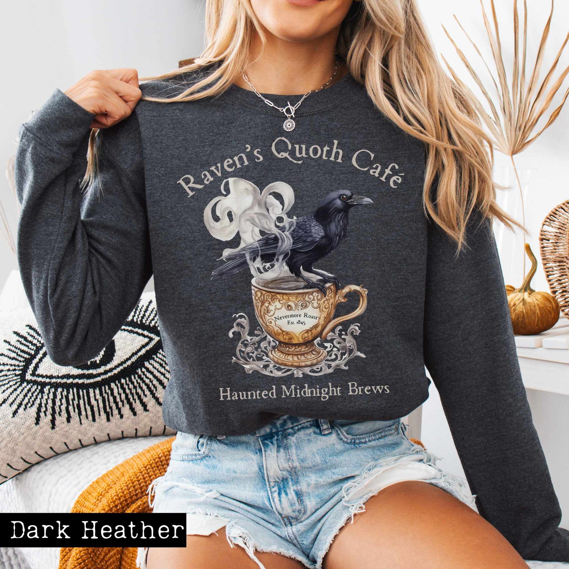 Sweatshirt Raven's Quoth Cafe Edgar Allan Poe Sweatshirt The Mystic Eden