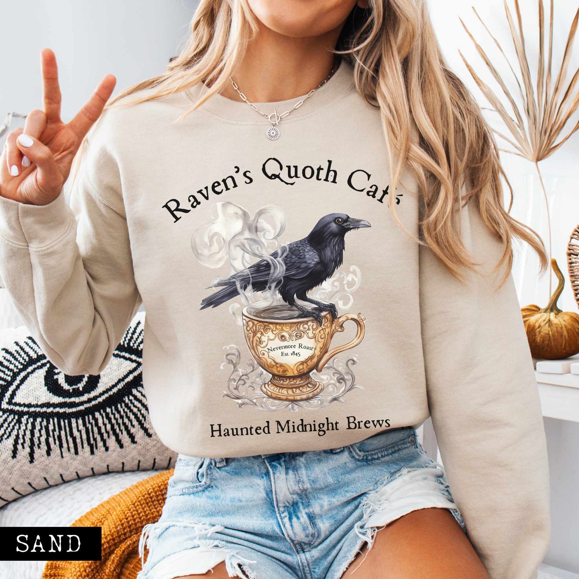 Sweatshirt Raven's Quoth Cafe Edgar Allan Poe Sweatshirt The Mystic Eden