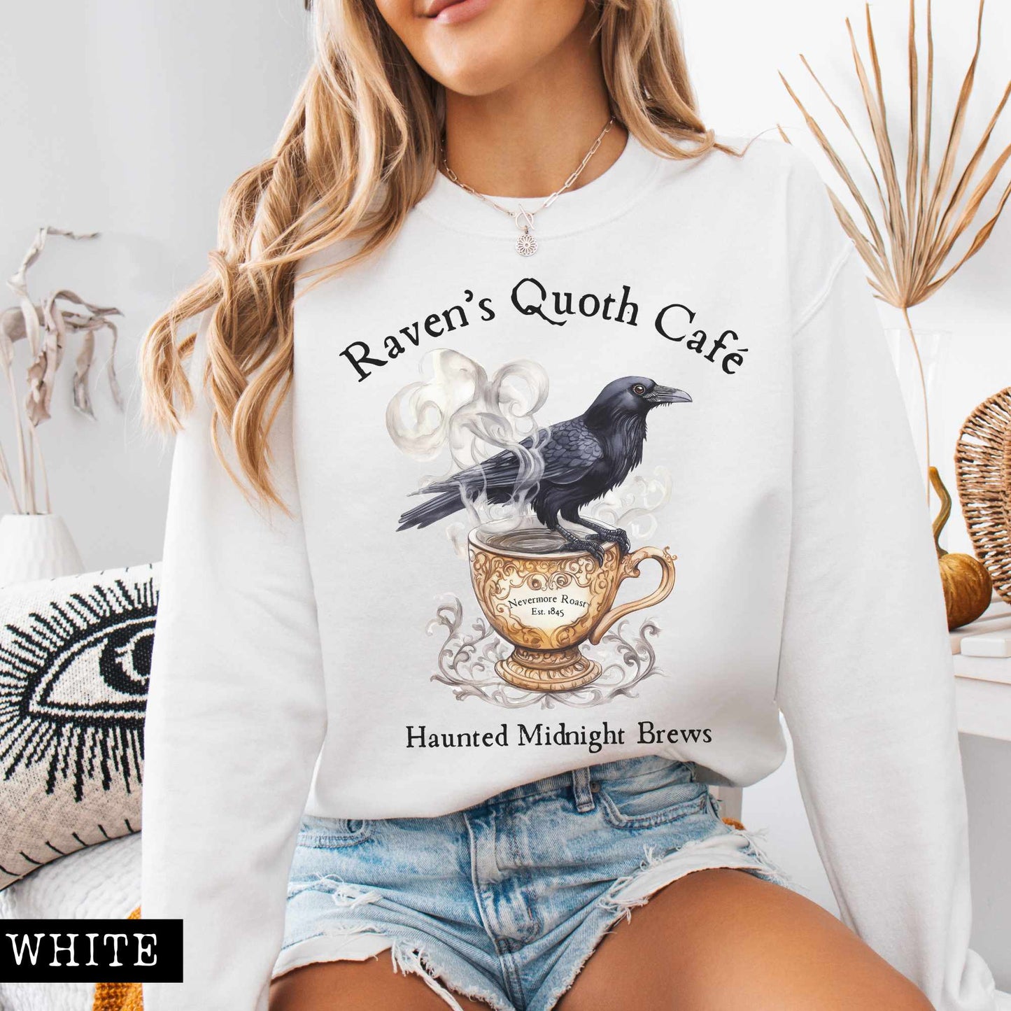 Sweatshirt Raven's Quoth Cafe Edgar Allan Poe Sweatshirt The Mystic Eden