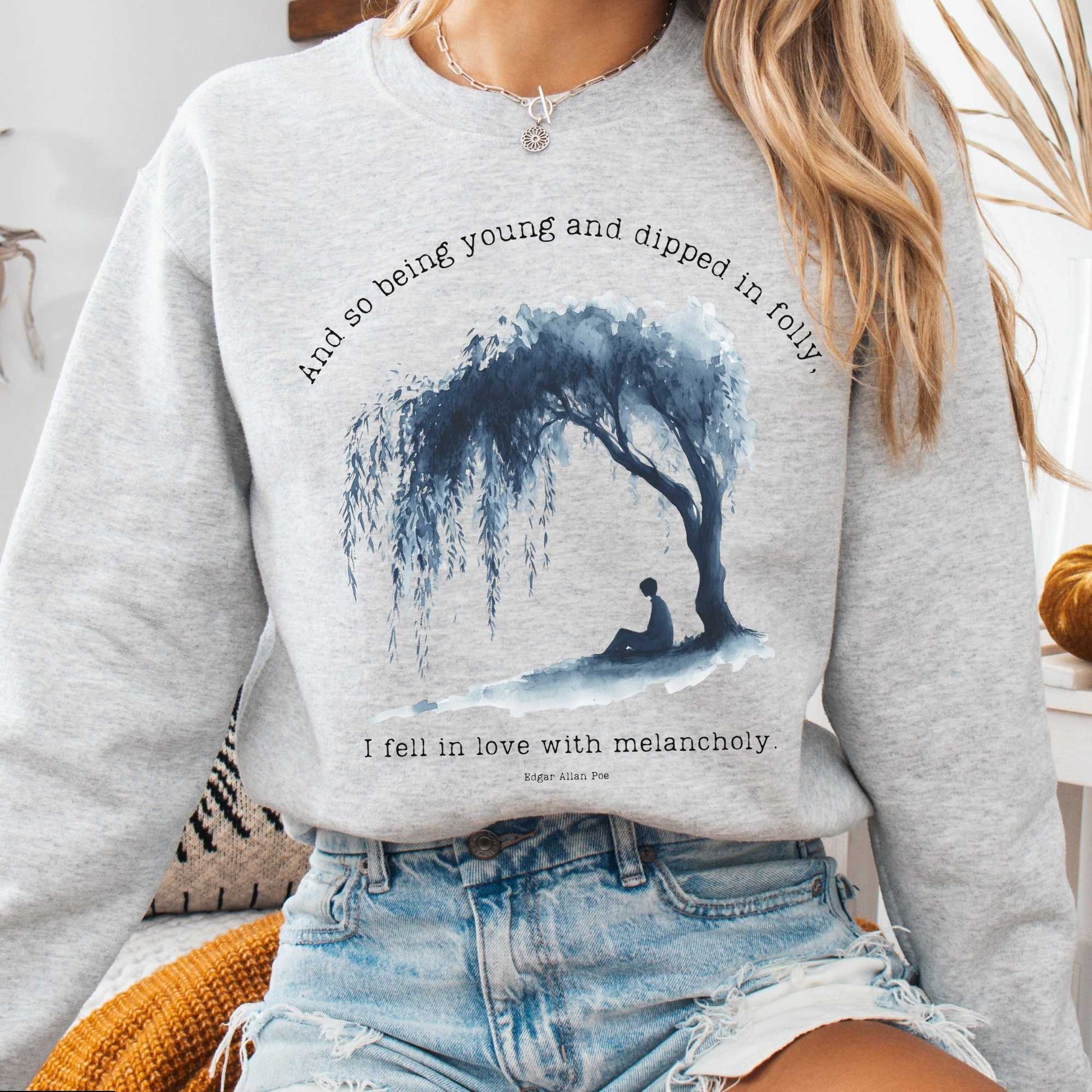 Sweatshirt S / Ash And So Being Young  Edgar Allan Poe Sweatshirt The Mystic Eden