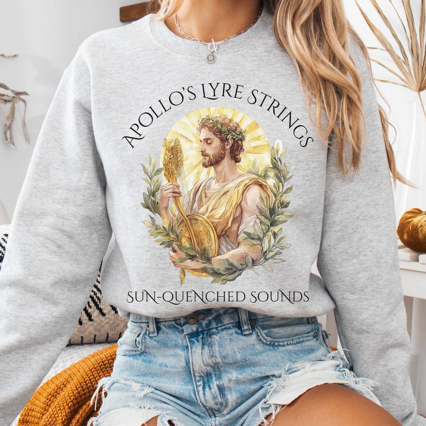 Sweatshirt S / Ash Apollo's Lyre Strings Sweatshirt The Mystic Eden