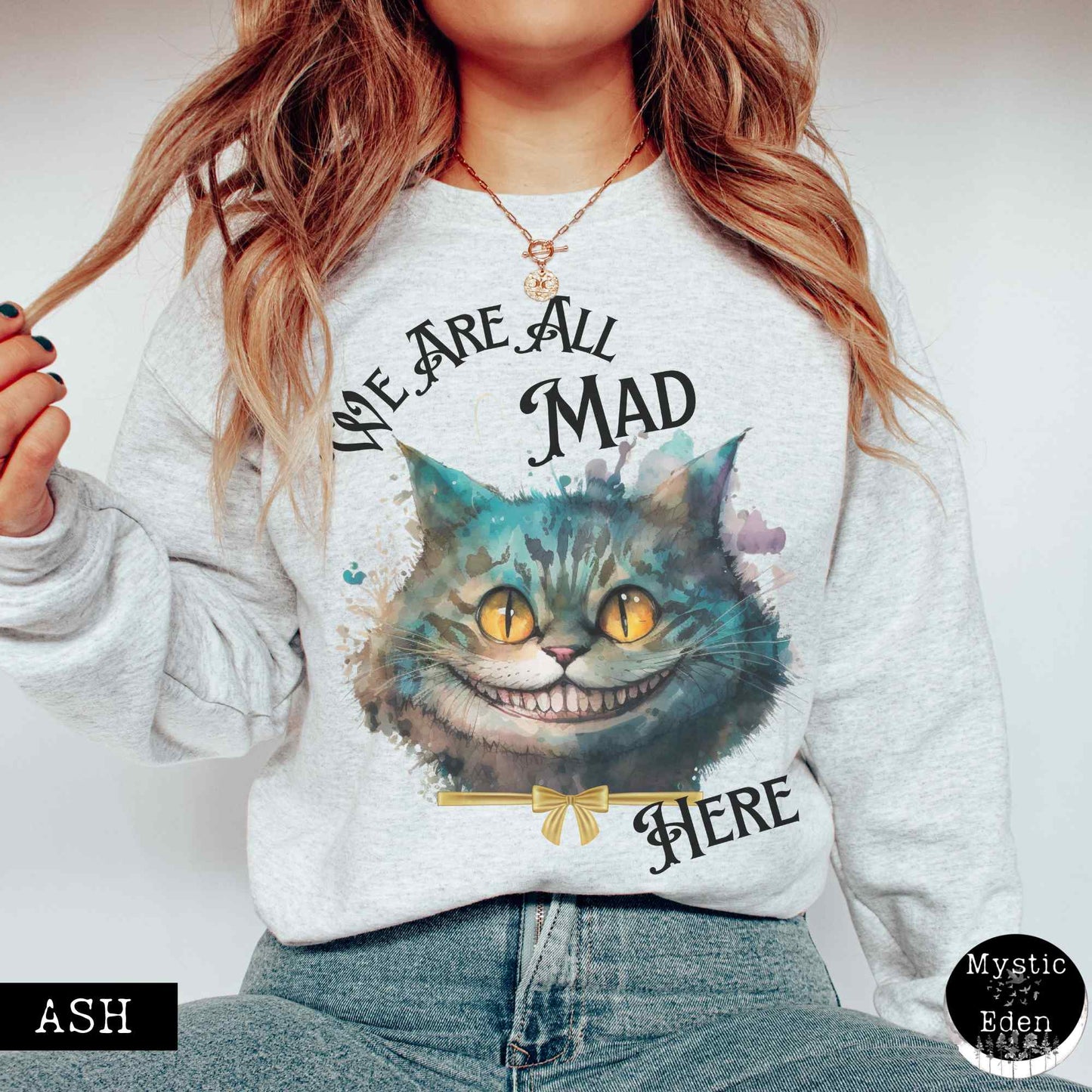 Sweatshirt S / Ash Cheshire Cat Sweatshirt Alice in Wonderland Sweater The Mystic Eden