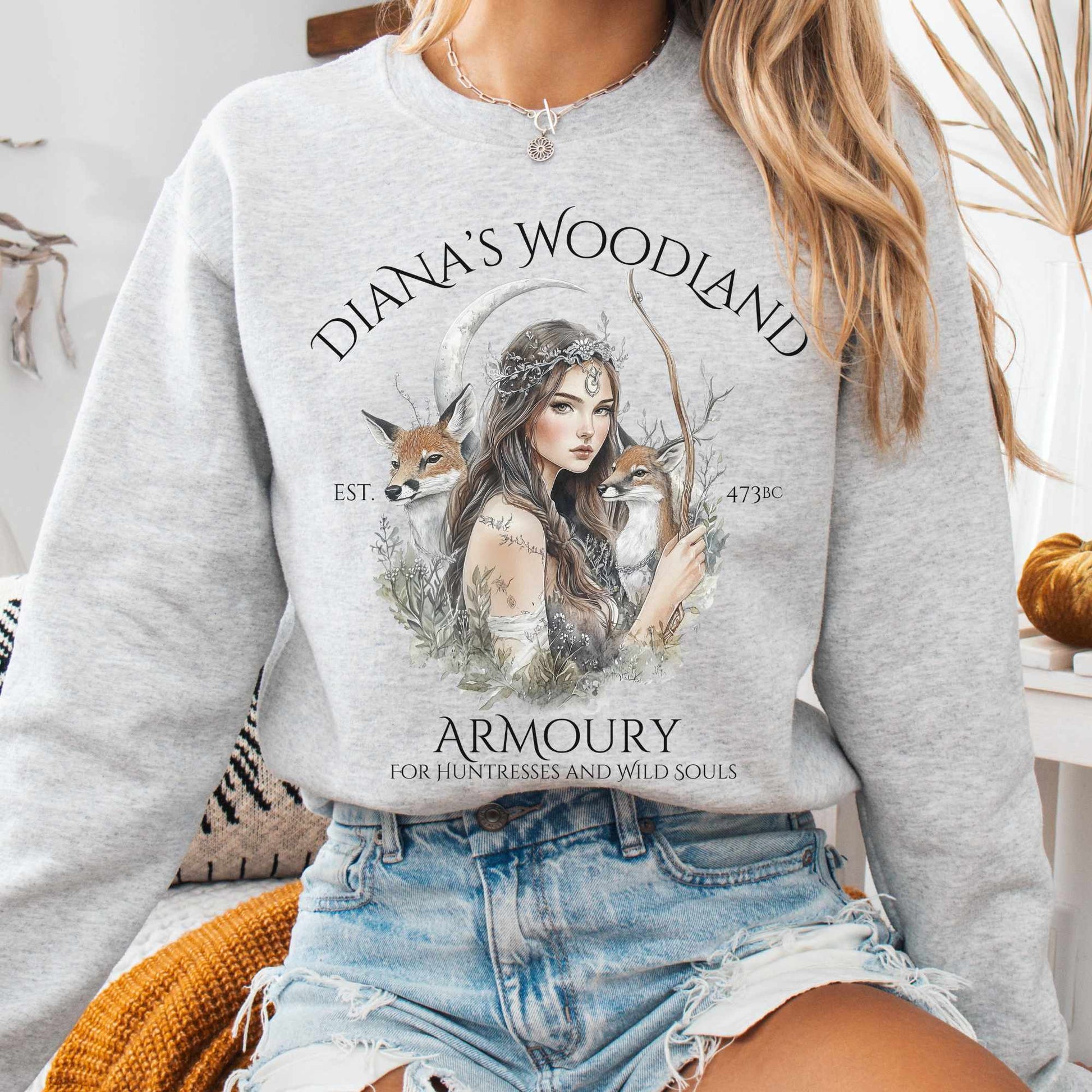 Sweatshirt S / Ash Diana's Woodland Armoury Sweatshirt The Mystic Eden