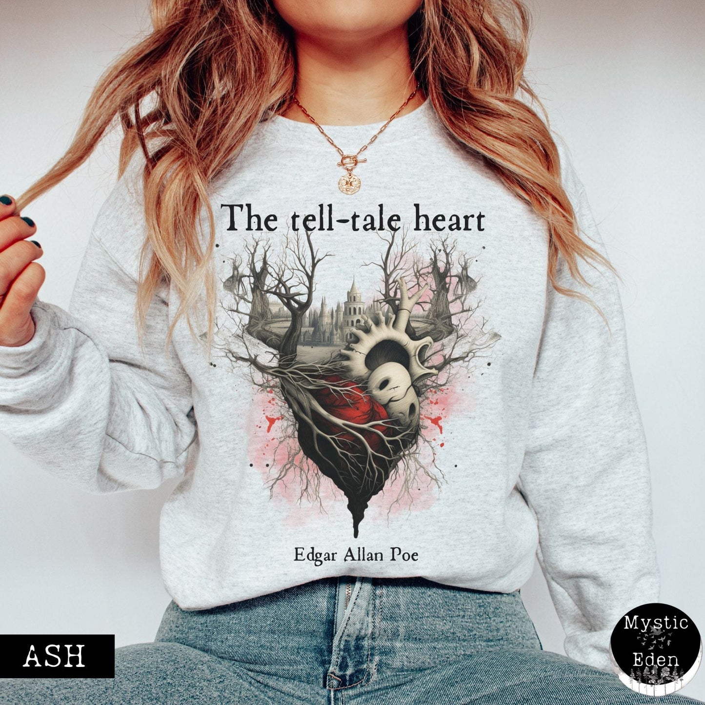 Sweatshirt S / Ash Edgar Allan Poe The Tell Tale Heart Sweatshirt The Mystic Eden