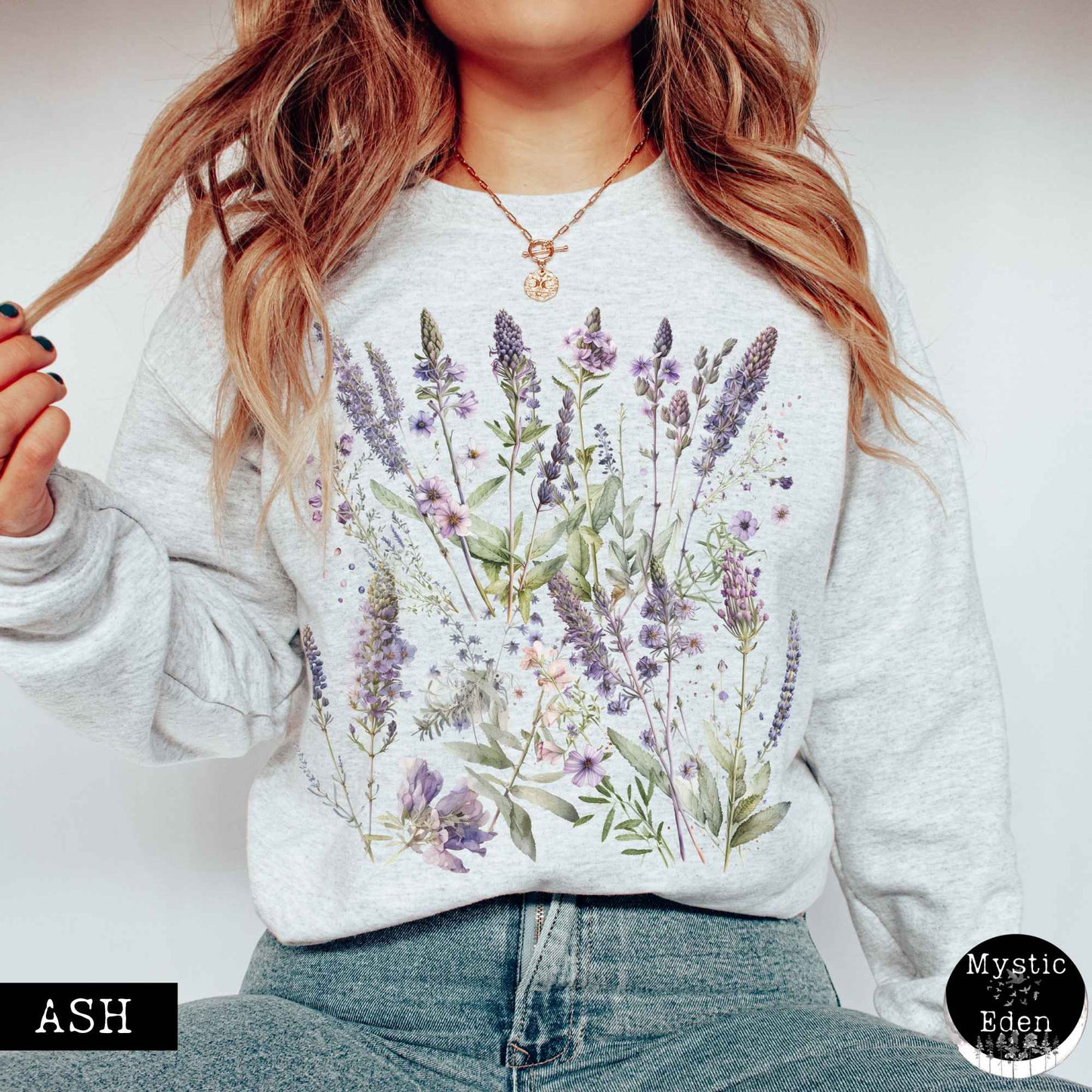 Sweatshirt S / Ash Lavender Spring Cottagecore Sweatshirt The Mystic Eden