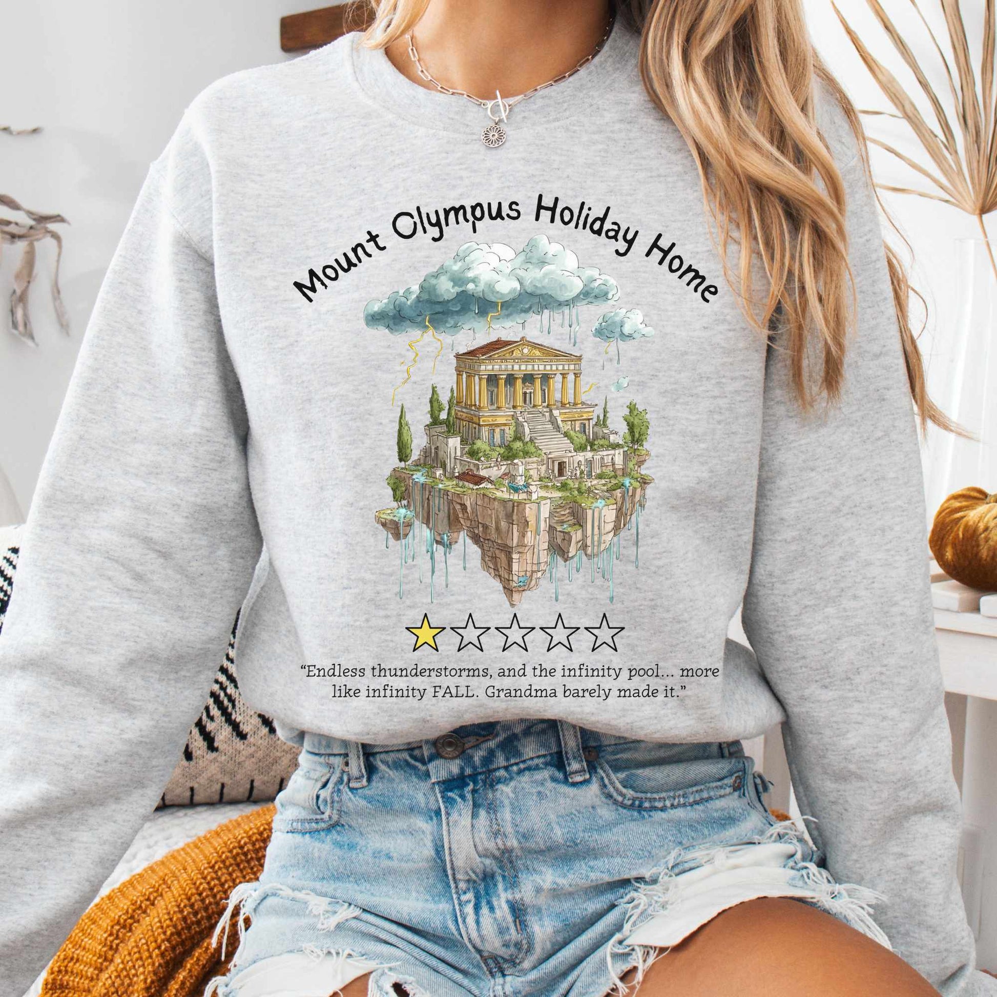 Sweatshirt S / Ash Mount Olympus Holiday Home Sweatshirt The Mystic Eden